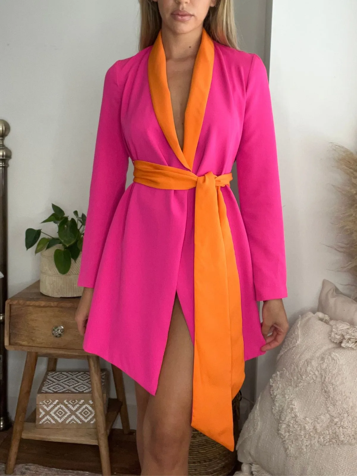 Maya Colourblock Blazer Dress in Pink