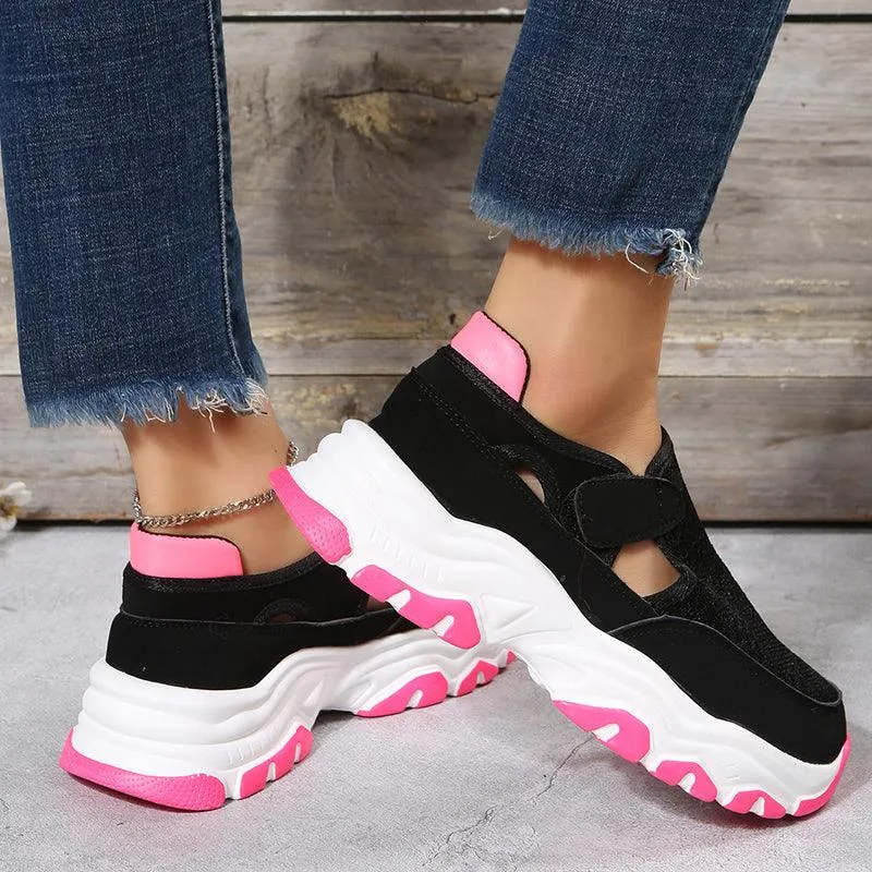 Mesh Sport Shoes Women Fashion Outdoor Flat Heel Round Toe Preppy Running Shoes