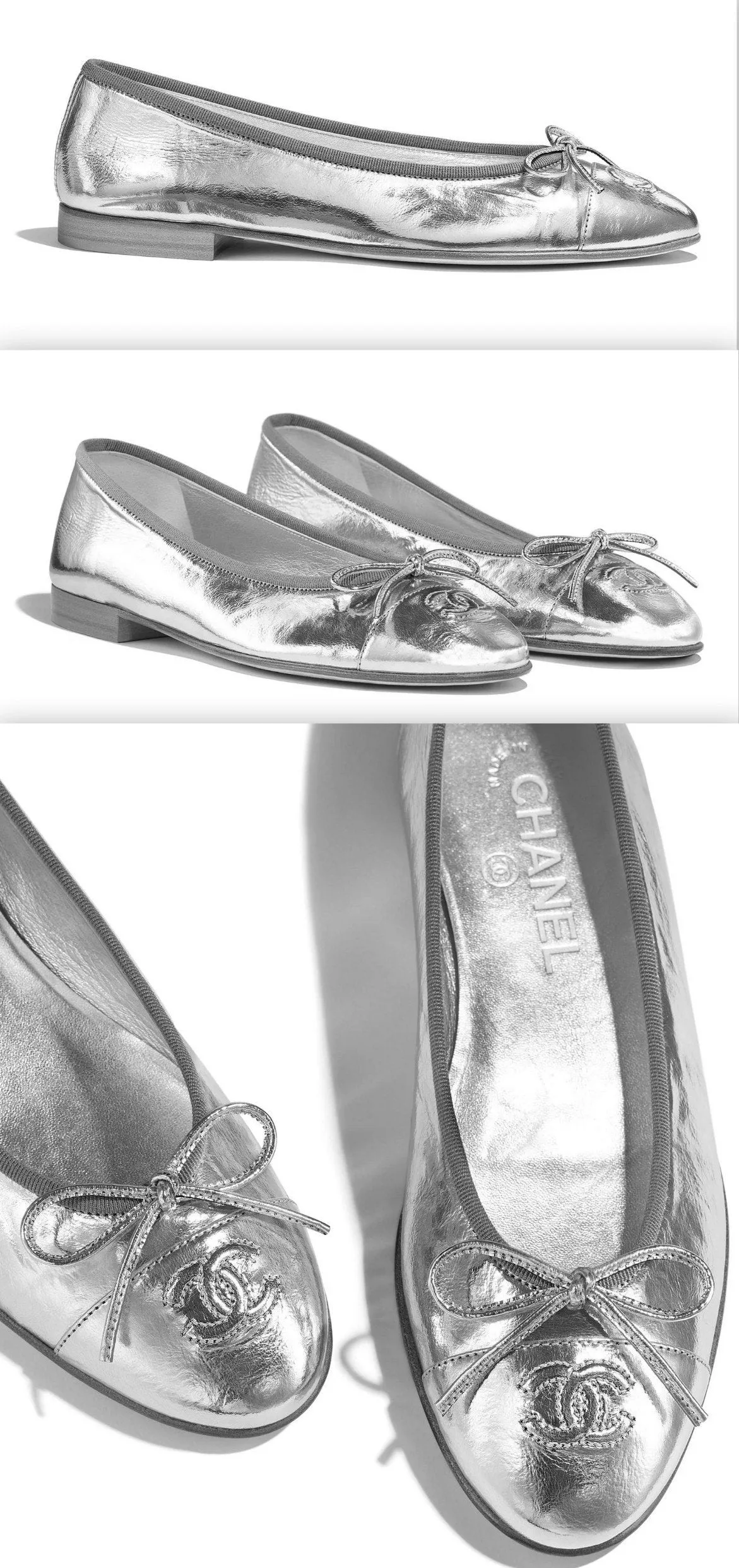 Metallic Goatskin Ballerina Flats