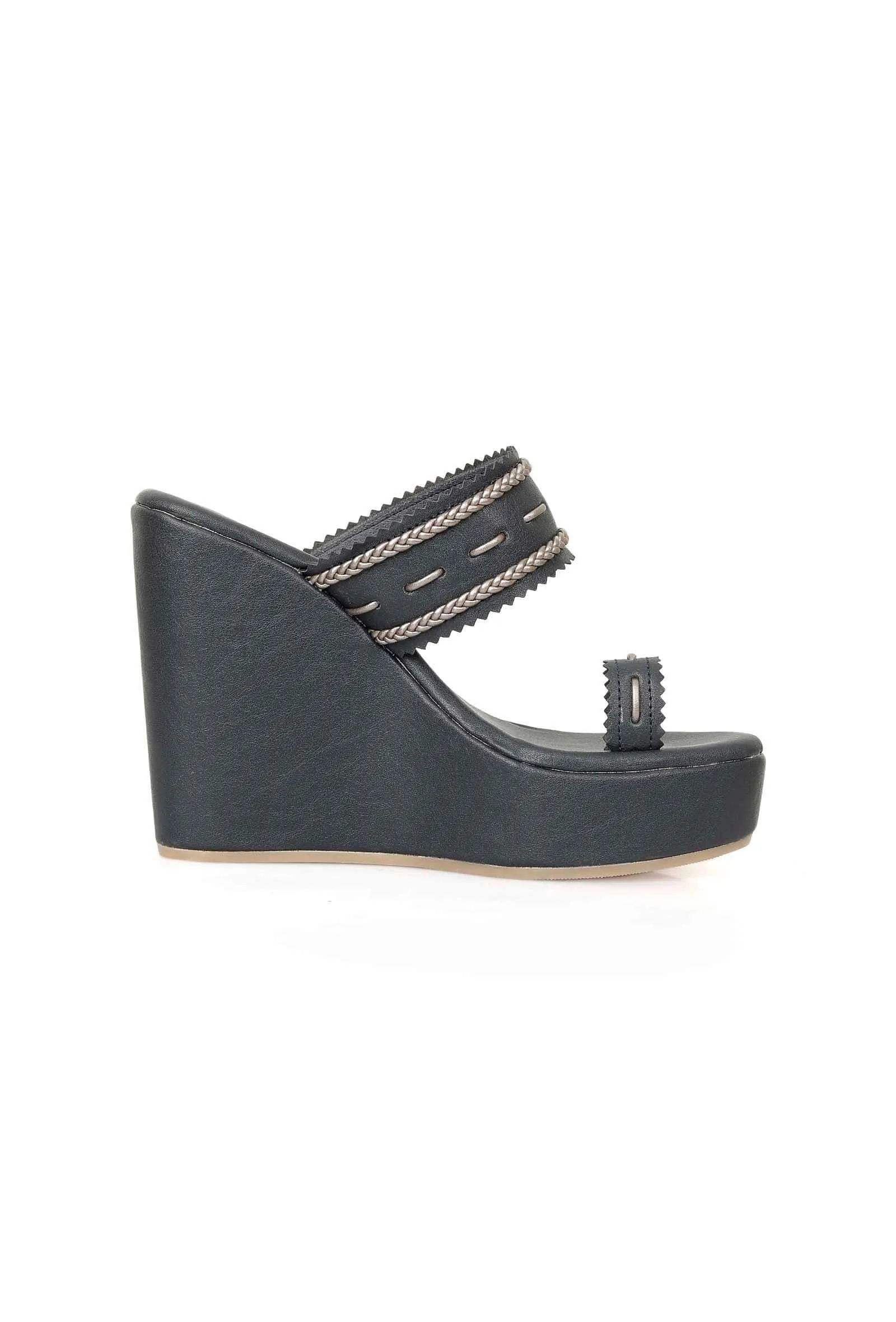 Midnight Blue Kolhapuri Inspired Wedges