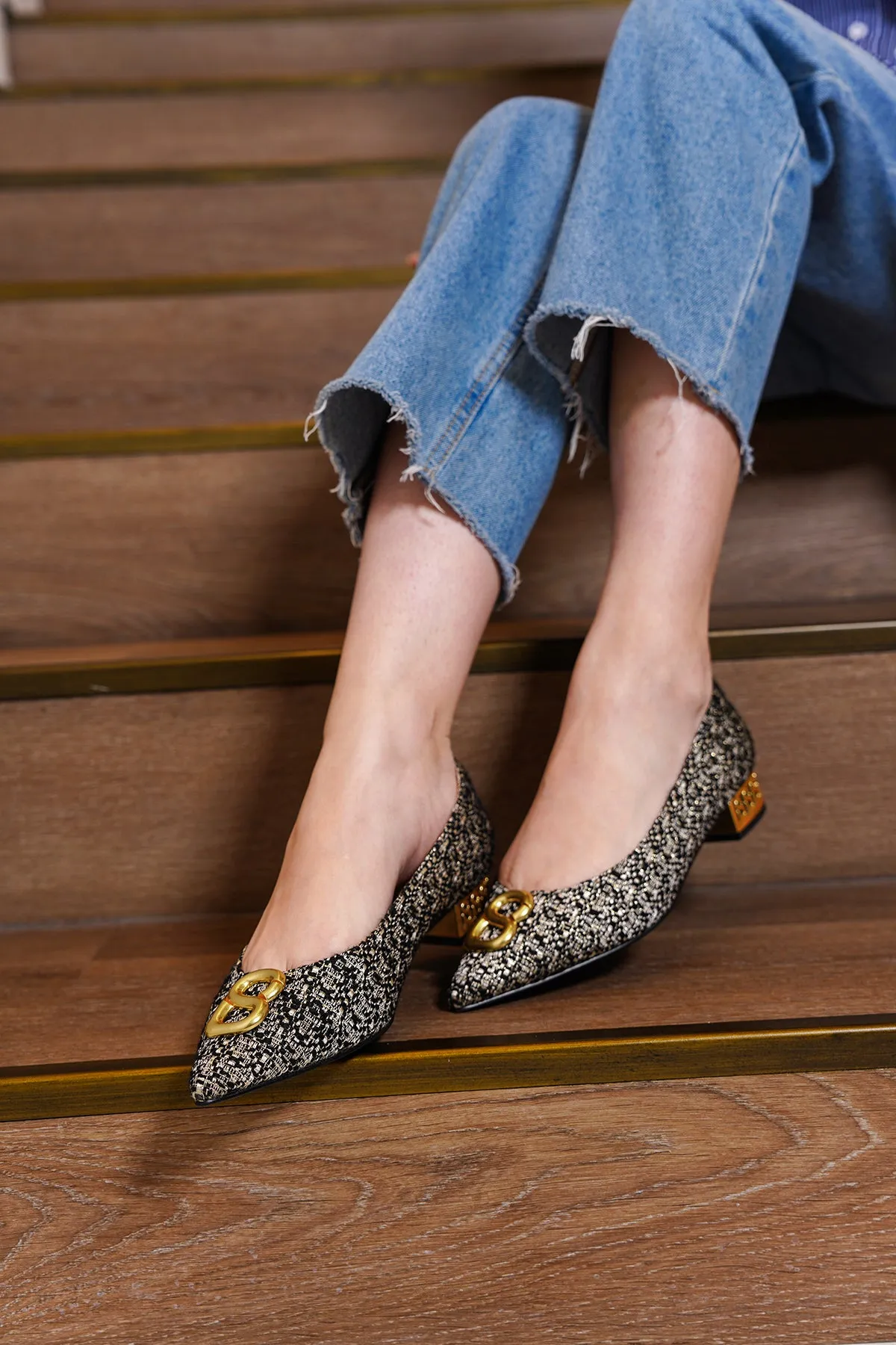 Milly Tweed Pump - Black Cream