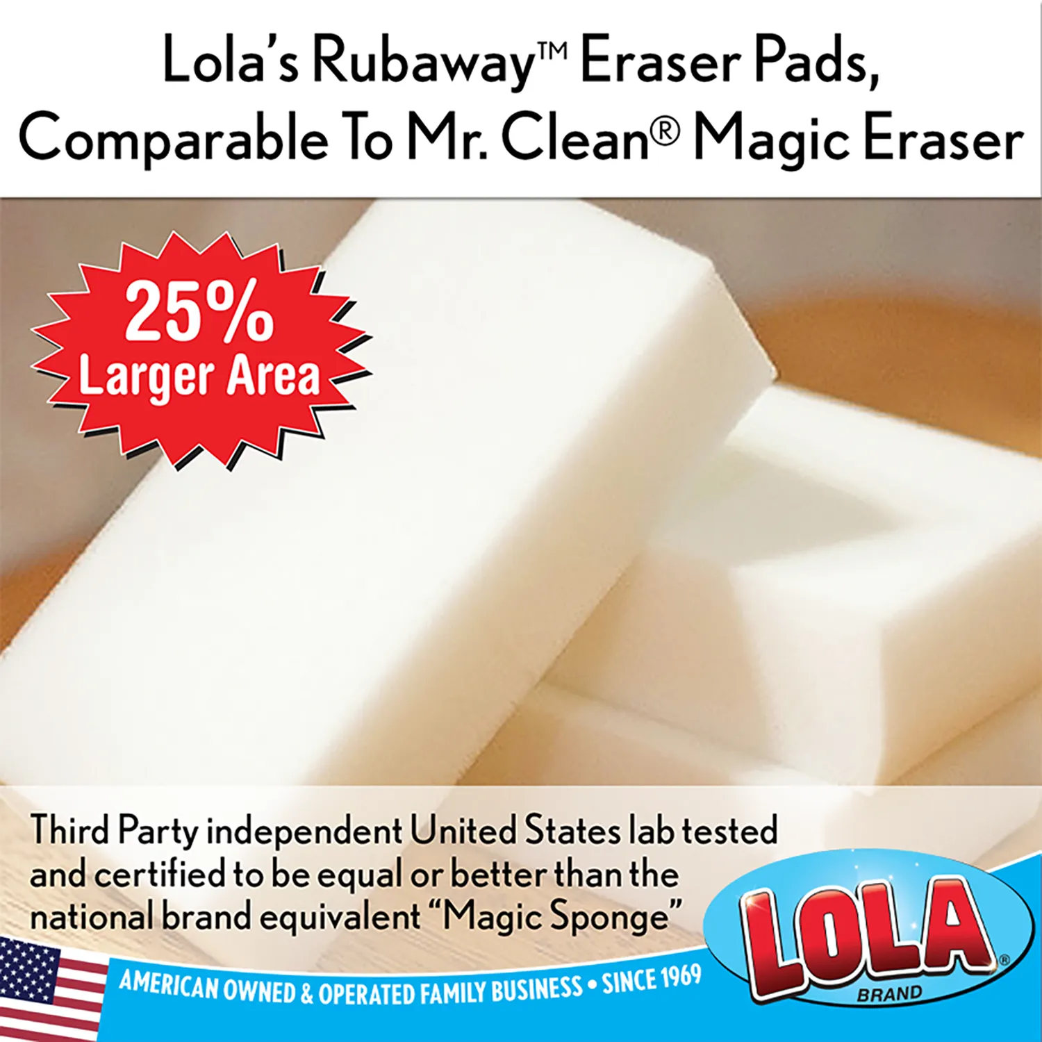 Mr. Clean Magic Eraser Comparable Rubaway Eraser Pads by Lola - 2 pack