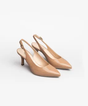 NERO GIARDINI STILETTO LEATHER PATENT PUMPS NUDE