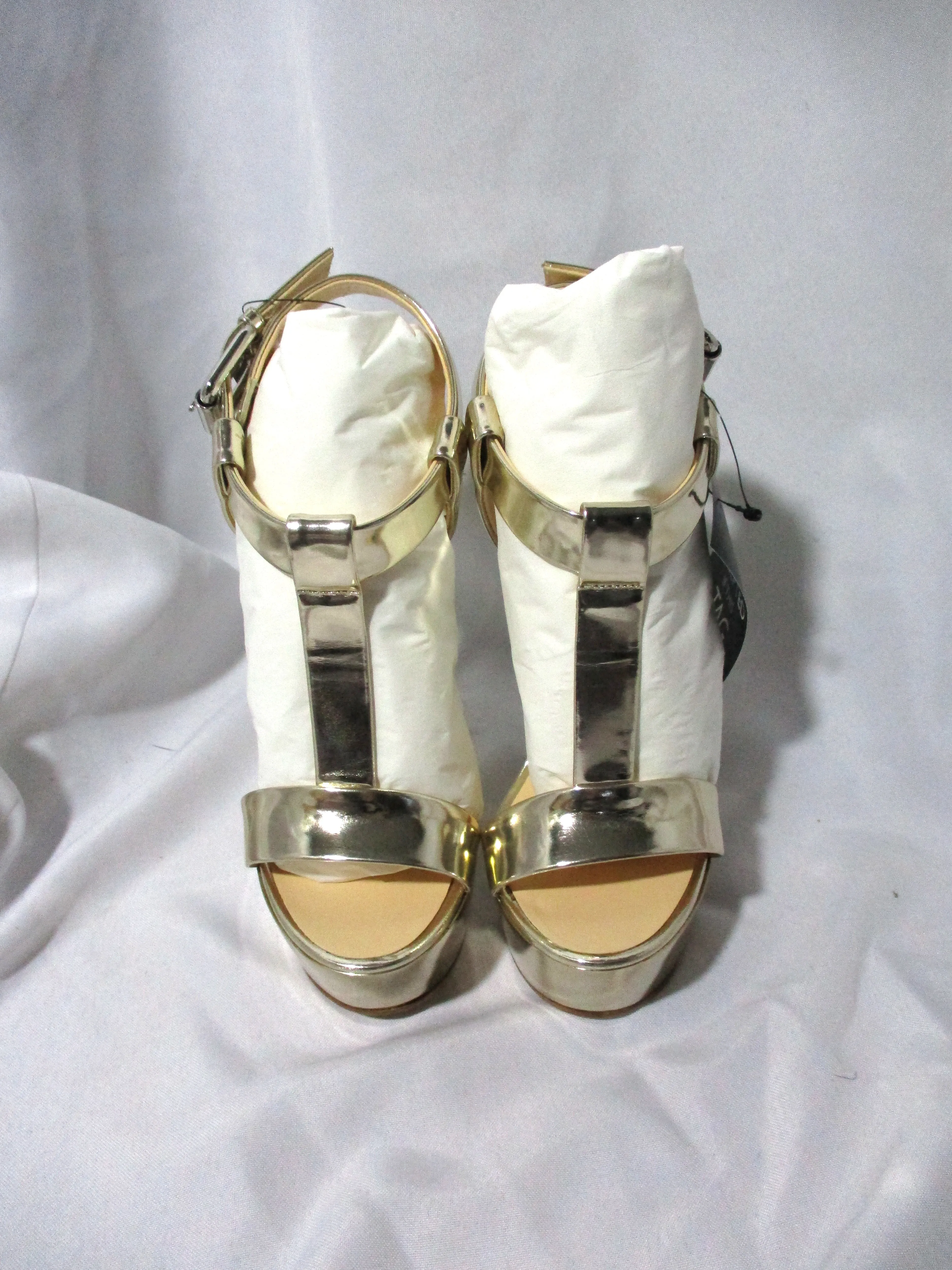 NEW GIUSEPPE ZANOTTI LADY GAGA HEEL PLATFORM Shoe Wedge 36 GOLD NWT