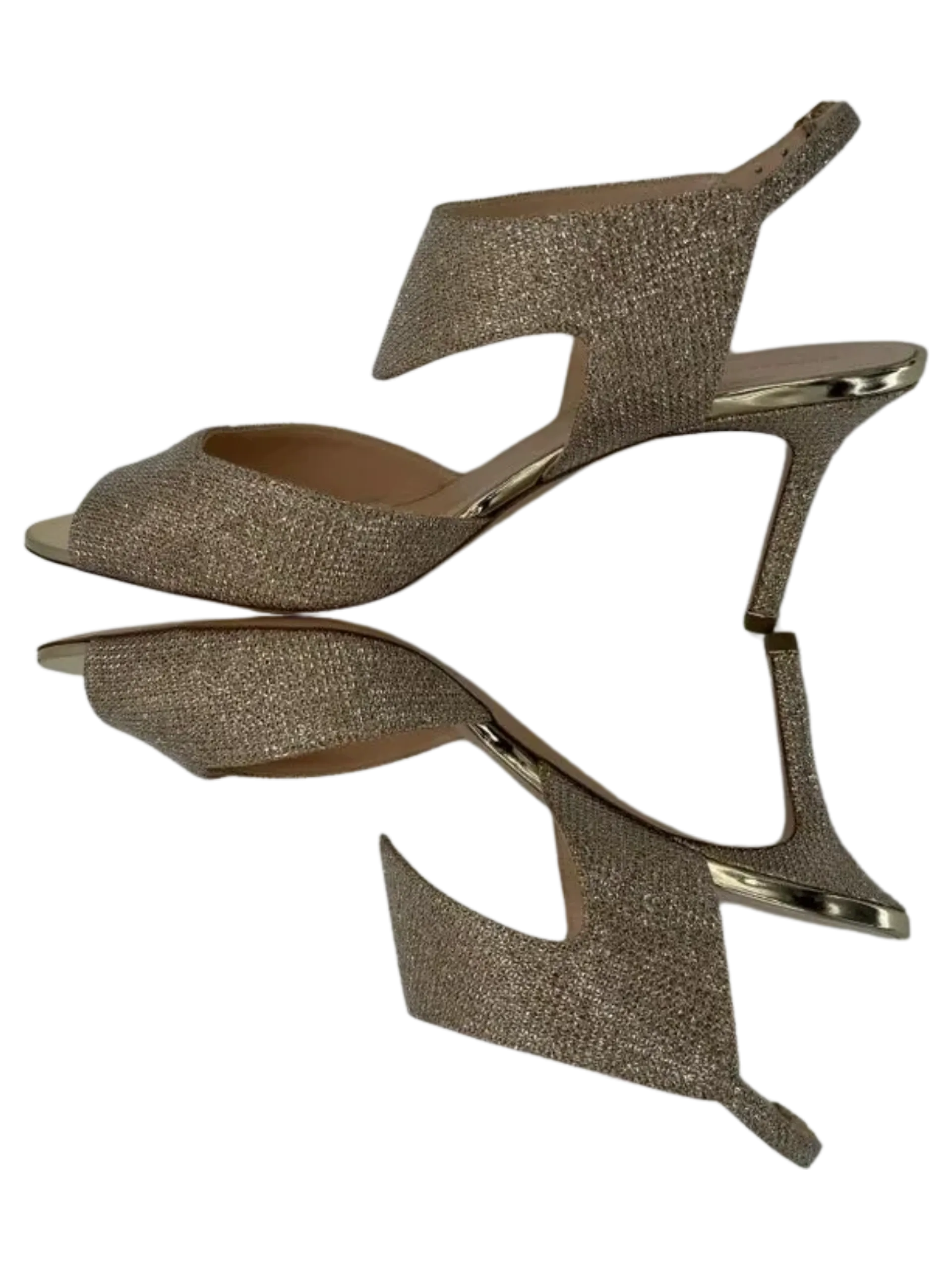 *NEW* Nicholas Kirkwood Metallic Beige Glitter Fabric Ankle Strap Sandals