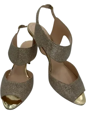 *NEW* Nicholas Kirkwood Metallic Beige Glitter Fabric Ankle Strap Sandals