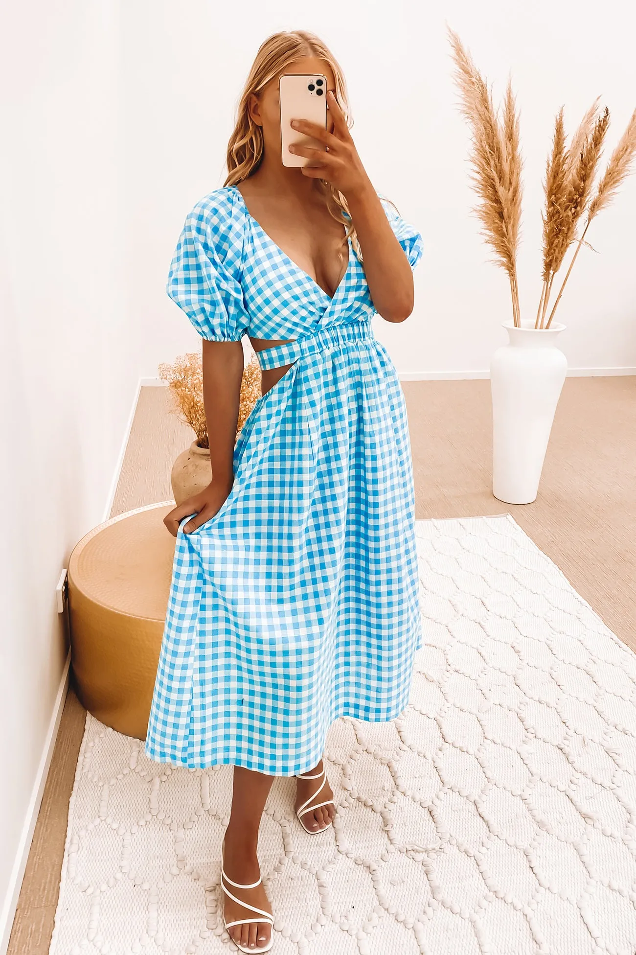 Nola Midi Dress Blue Check