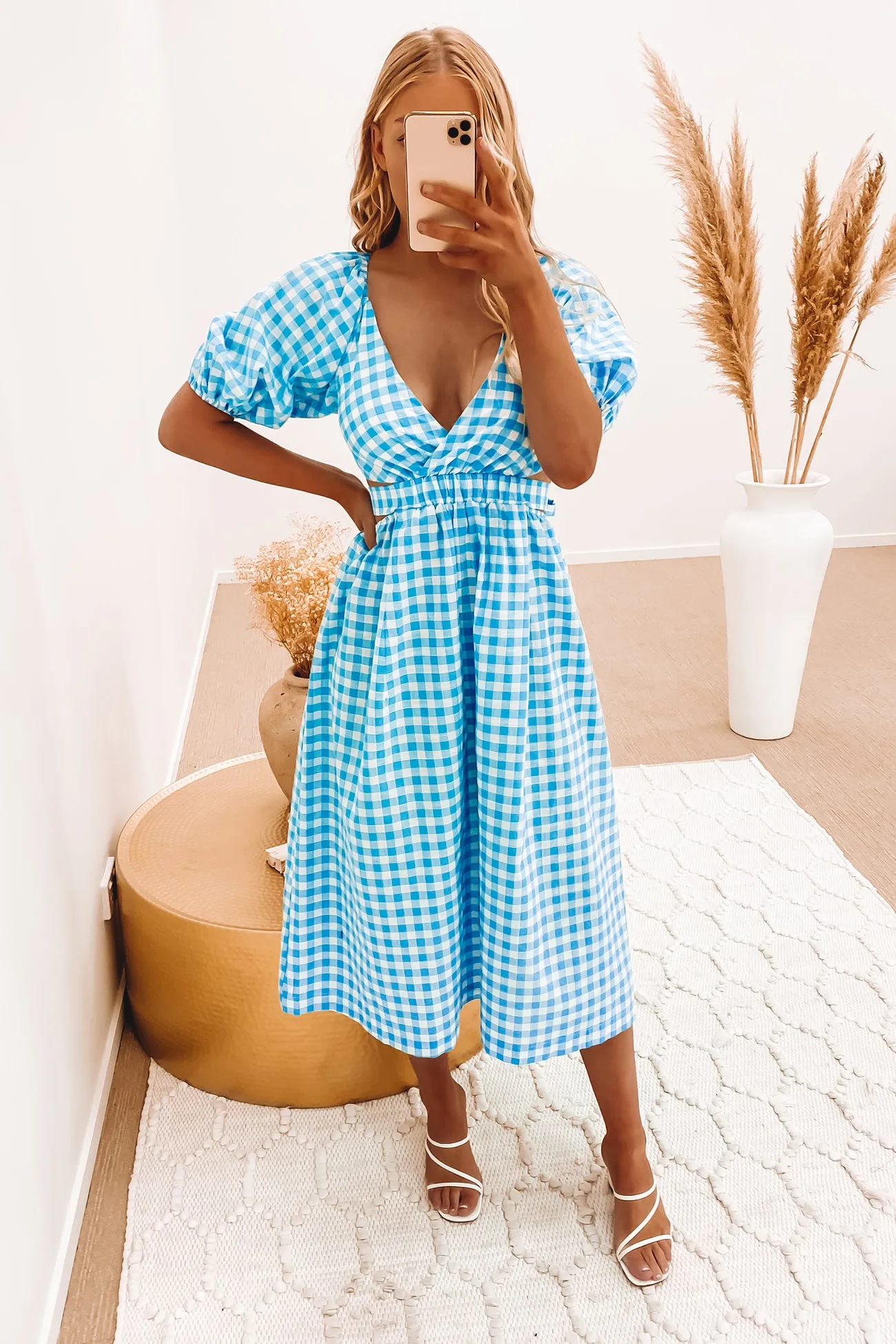 Nola Midi Dress Blue Check