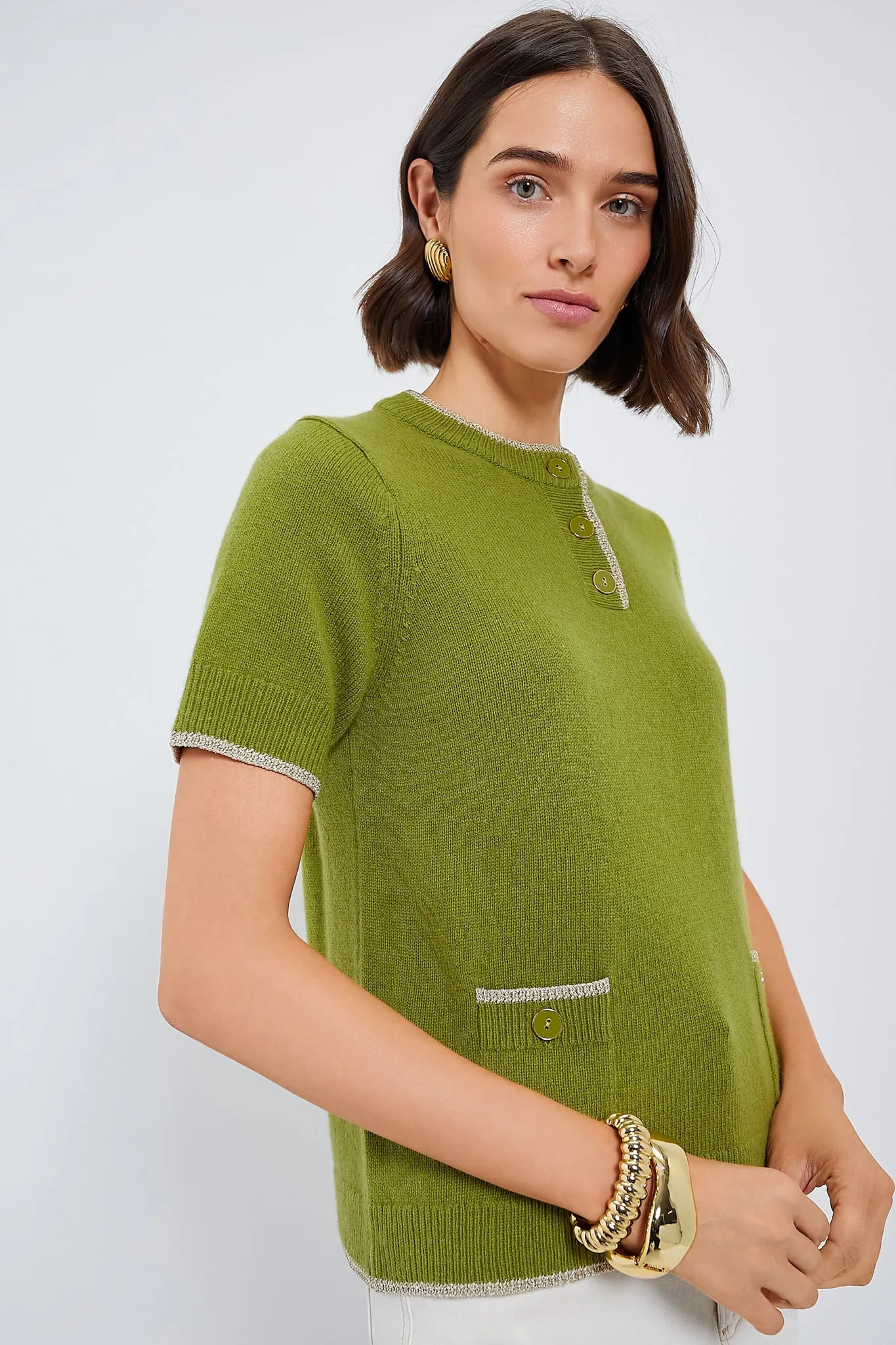 Olive Green Robbie Short Sleeve Sweater