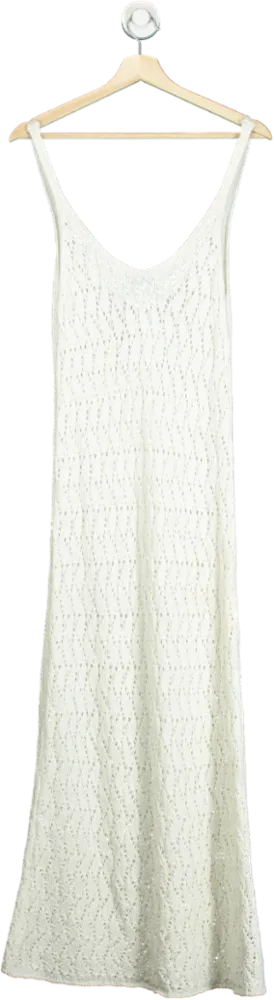 Oysho White Crochet Maxi Dress UK S