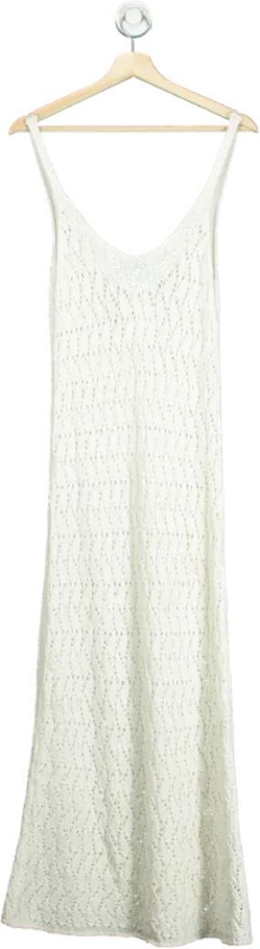 Oysho White Crochet Maxi Dress UK S