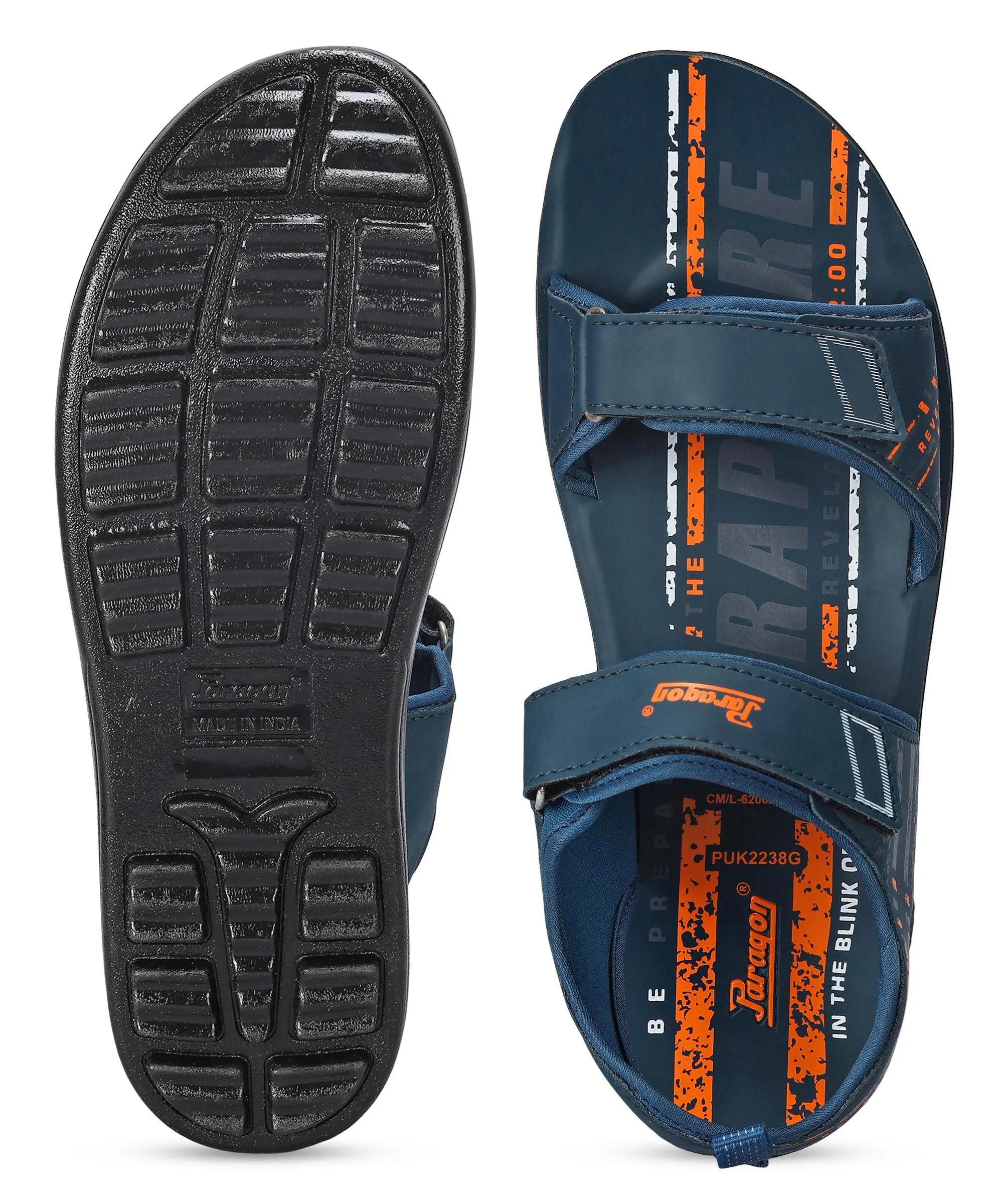 Paragon Men's Stylish Lightweight & Durable Blue Velcro Dailywear Sandals