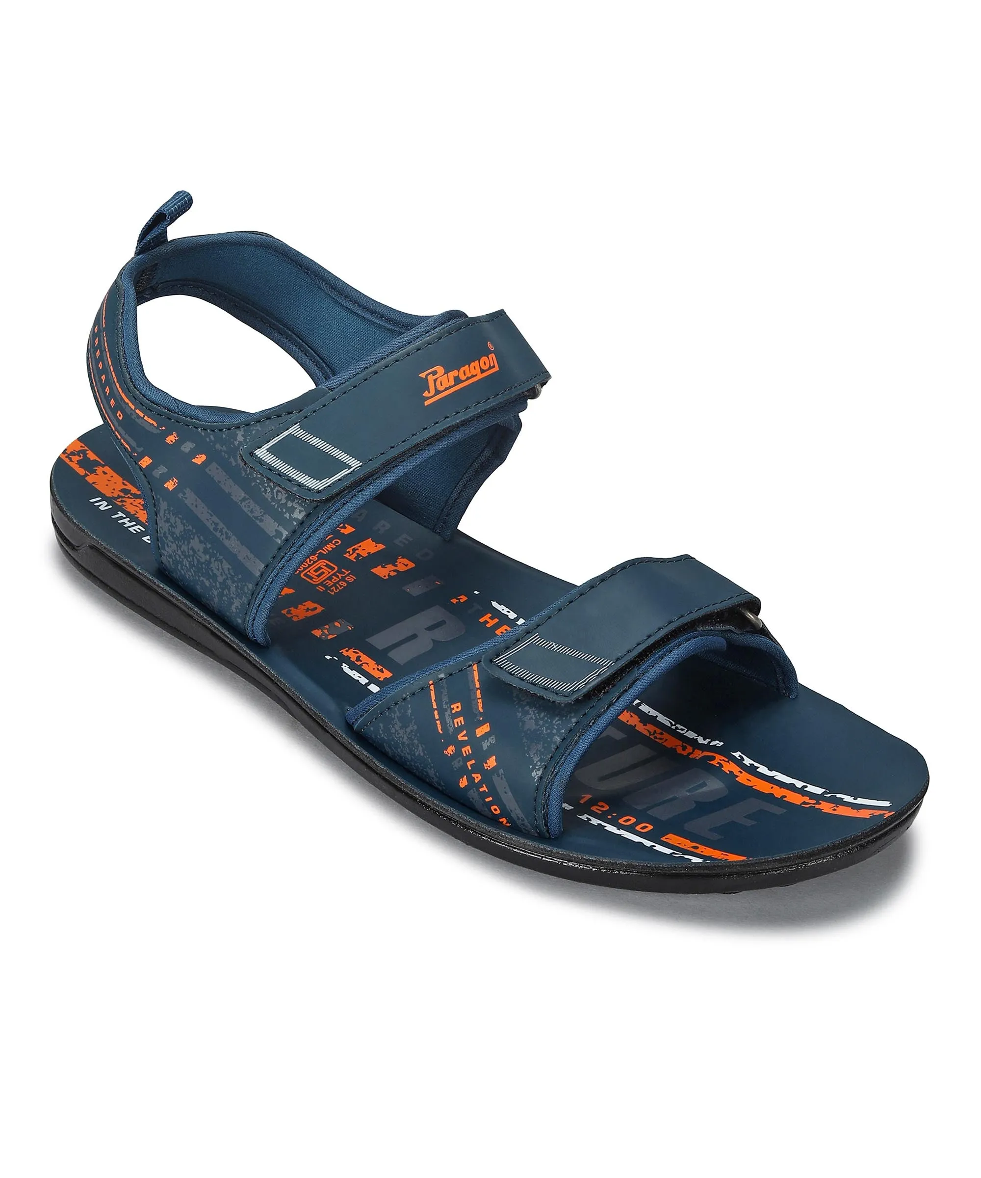 Paragon Men's Stylish Lightweight & Durable Blue Velcro Dailywear Sandals