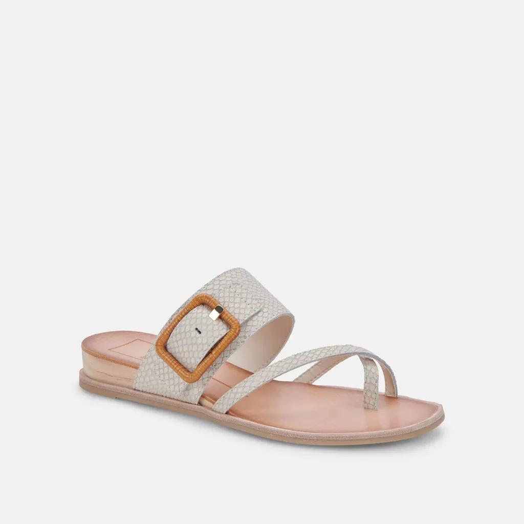 Perris Ivory Embossed Sandals