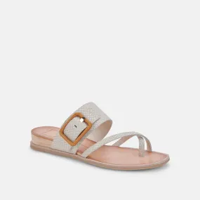 Perris Ivory Embossed Sandals