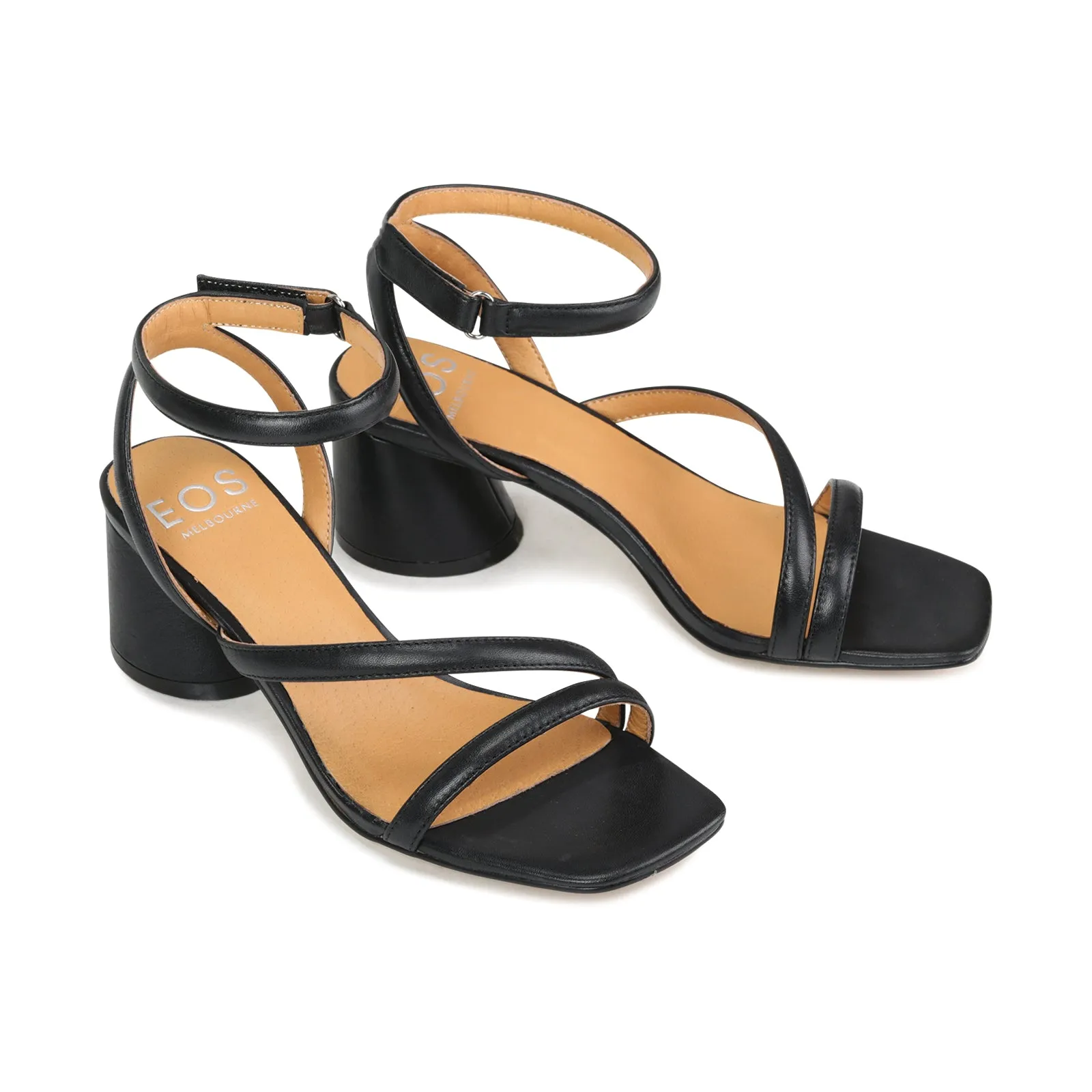 PETRICIA LEATHER BLOCK HEEL SANDALS