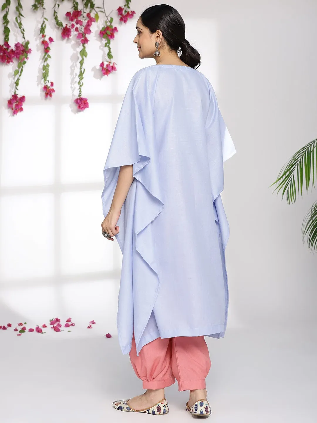 PowderBlue CottonSlub LongKaftan