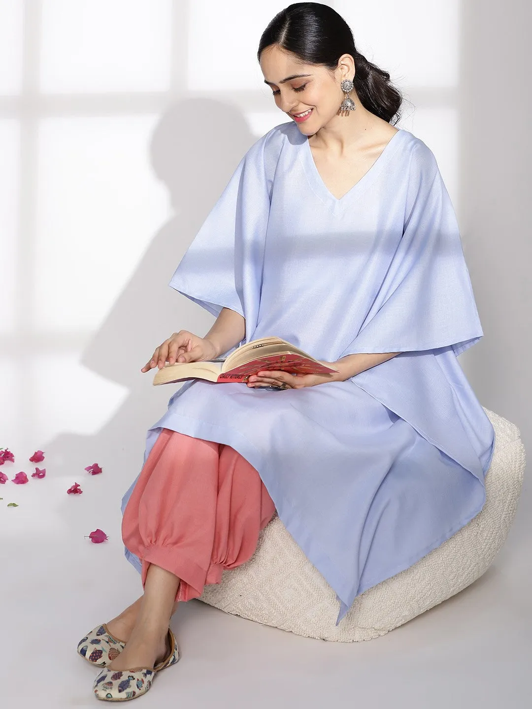 PowderBlue CottonSlub LongKaftan