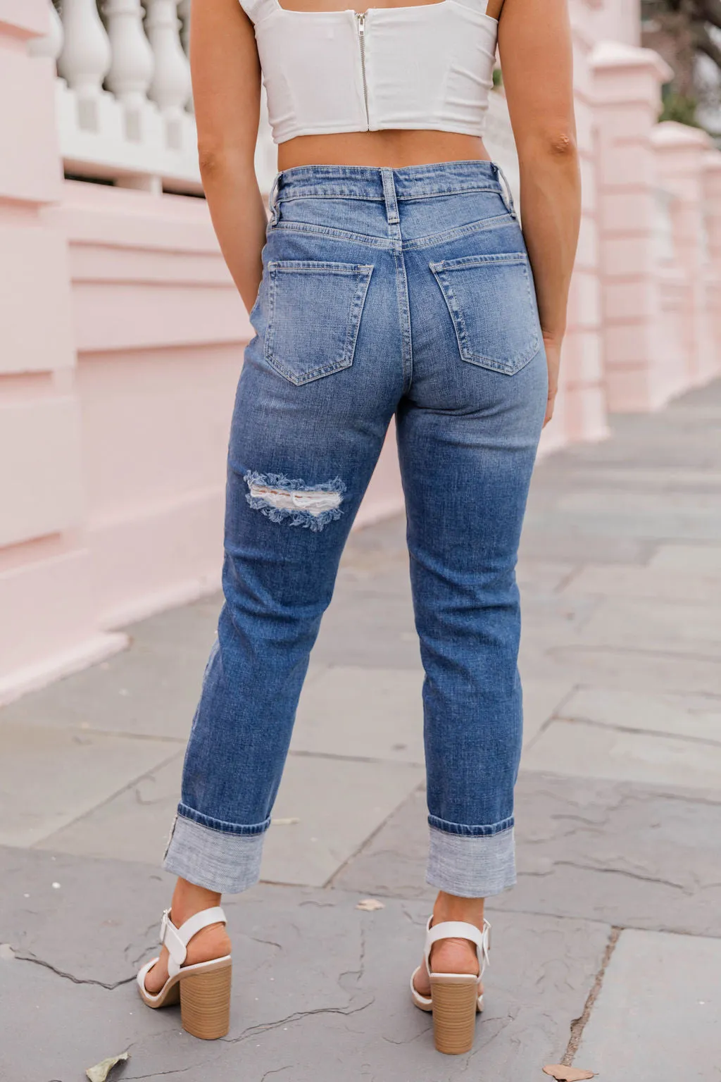 Rhonda Medium Wash Slightly Distressed Mom Jeans FINAL SALE