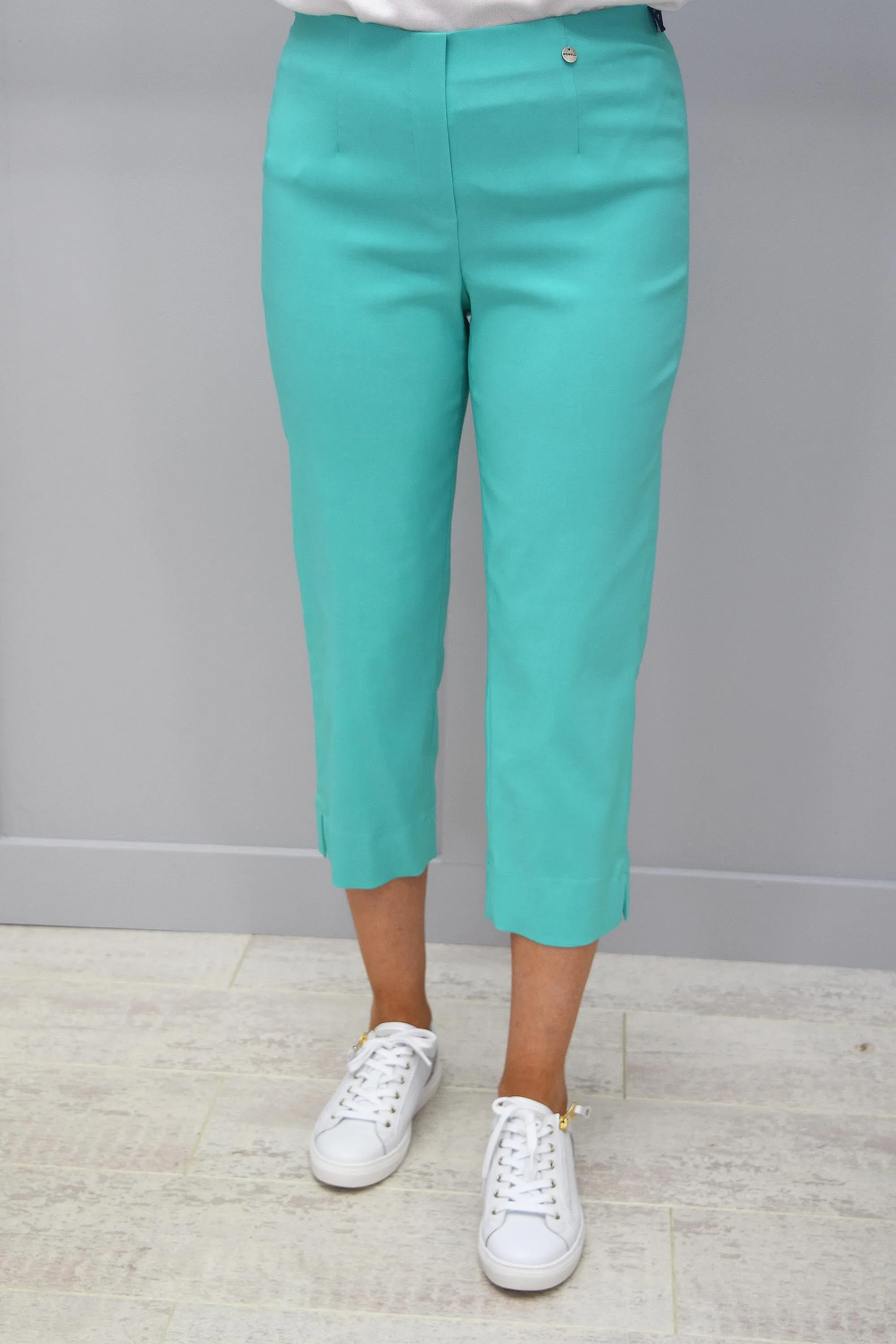 Robell Marie Cropped Jade Green Trousers - 51576 5499 720