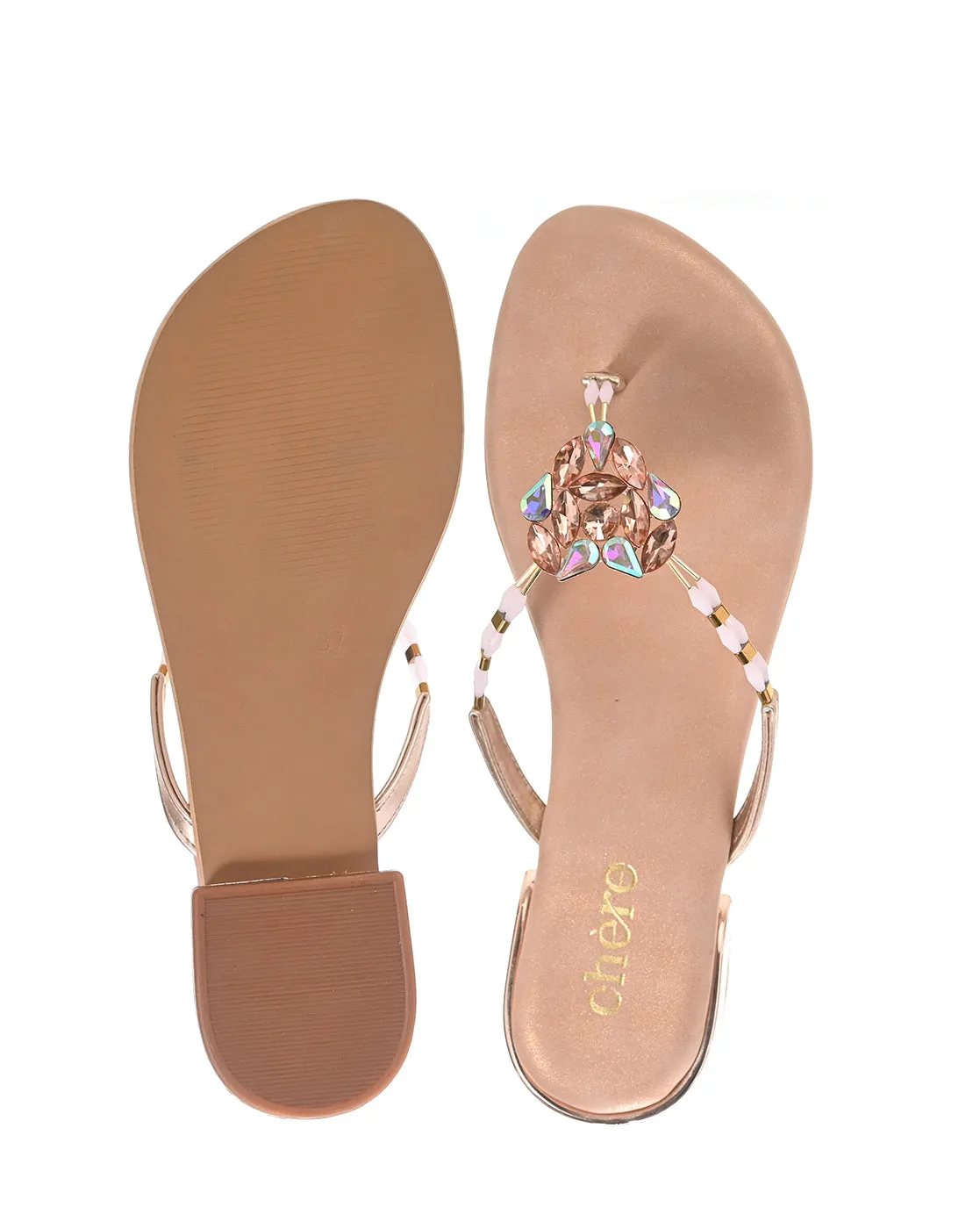 Rose Gold Queen Chunky diamond flats for Women