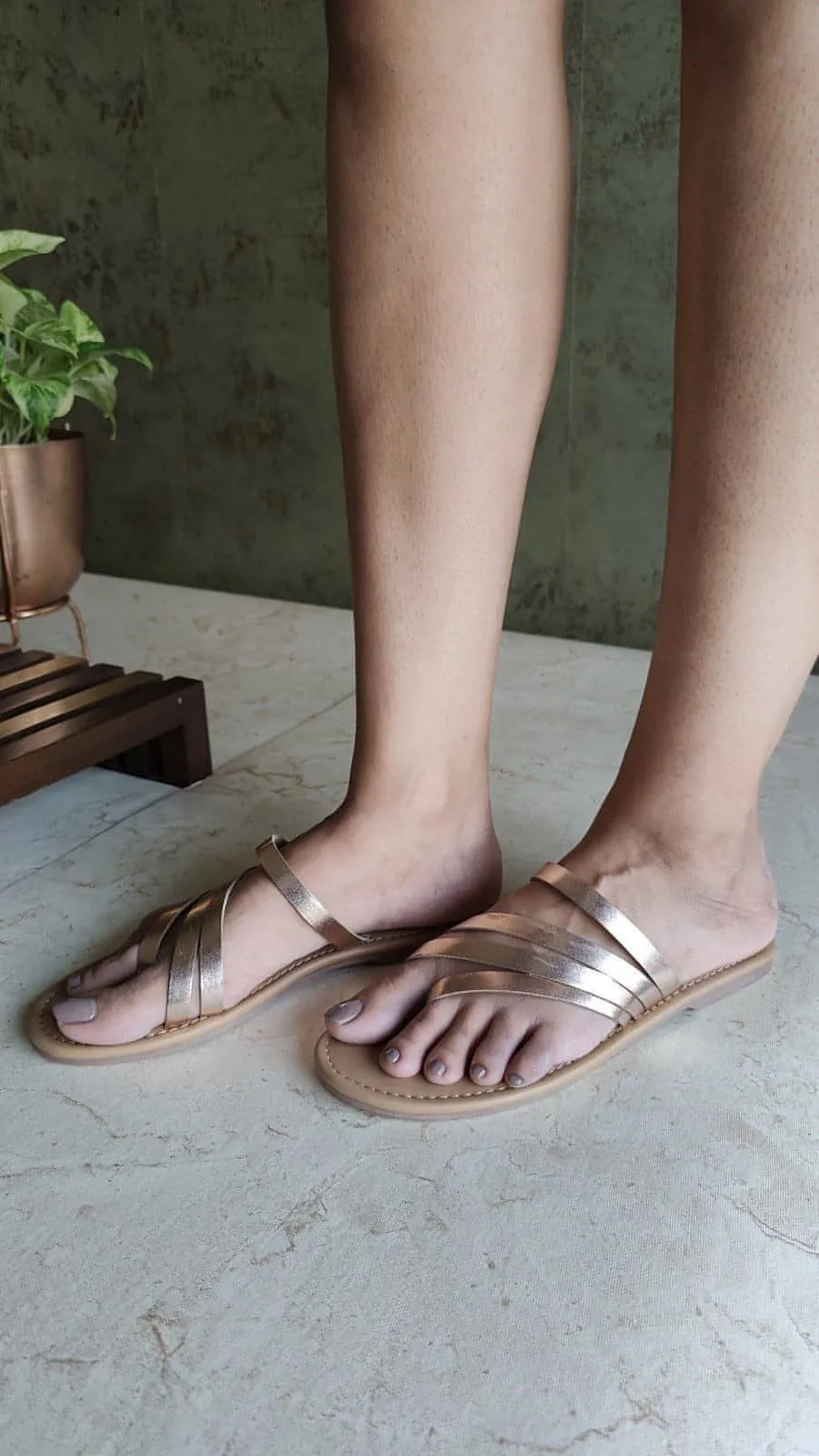 Rose Gold Three Strand Flats