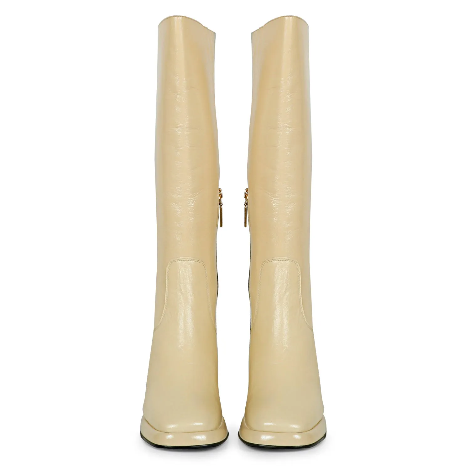 Saint Jolène Off White Harrod Patent Leather Long Boots