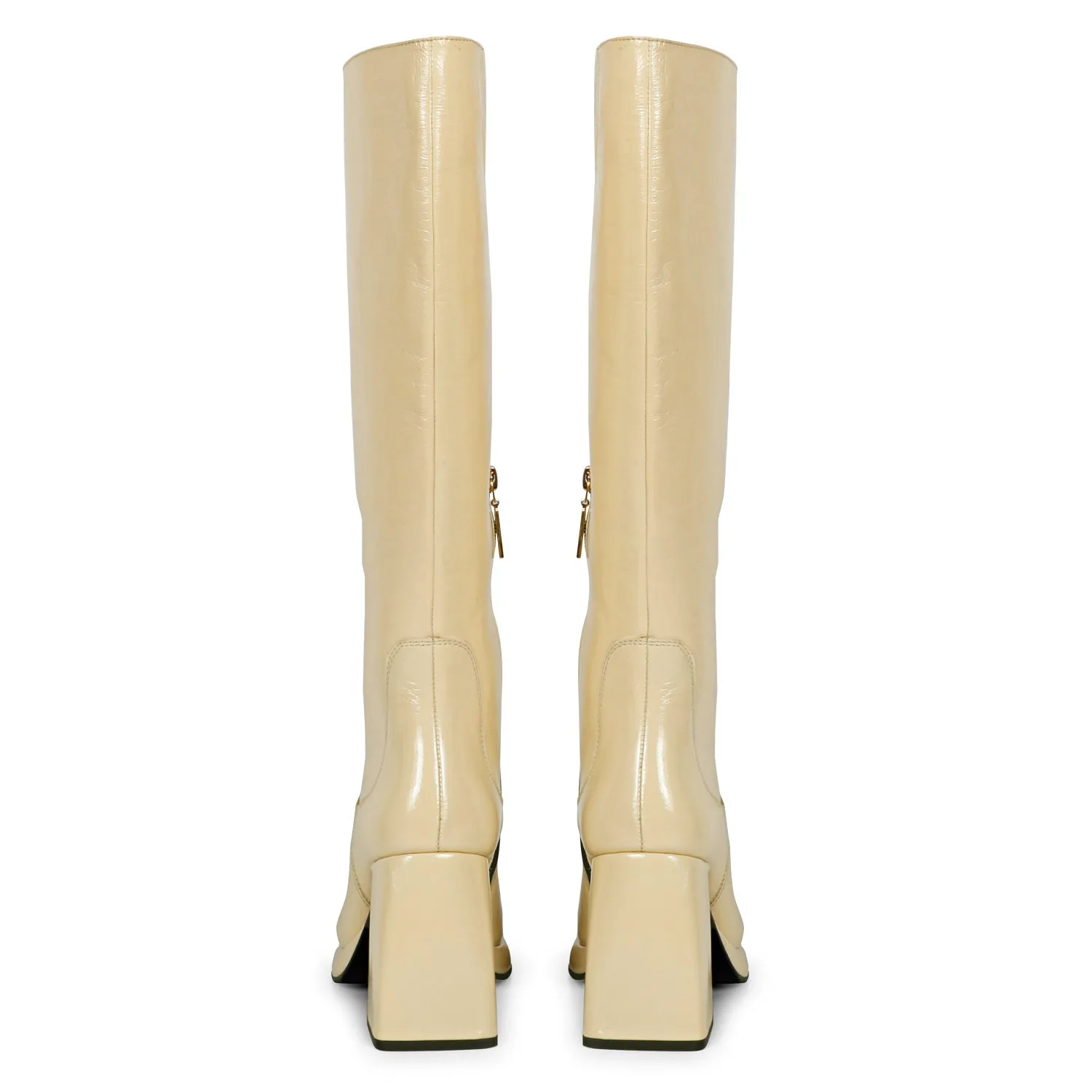 Saint Jolène Off White Harrod Patent Leather Long Boots