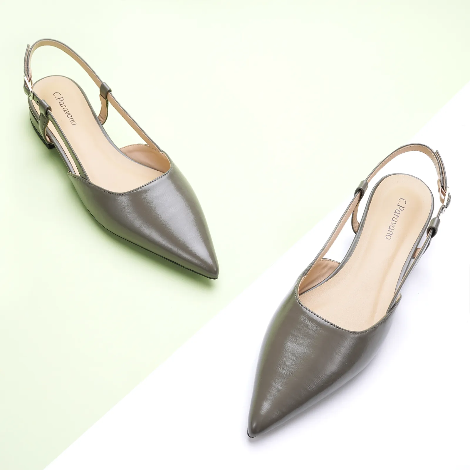 Sleek Slingback Flats (Freya) Grey