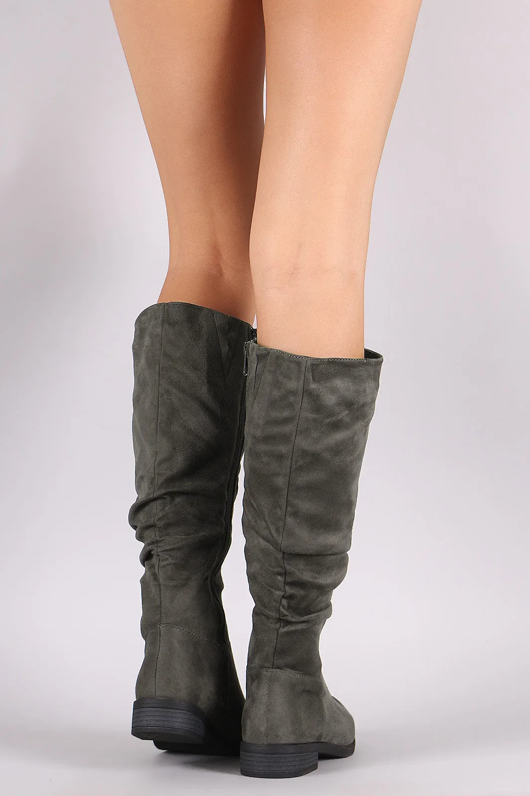 Slouchy Suede Riding Knee High Boots