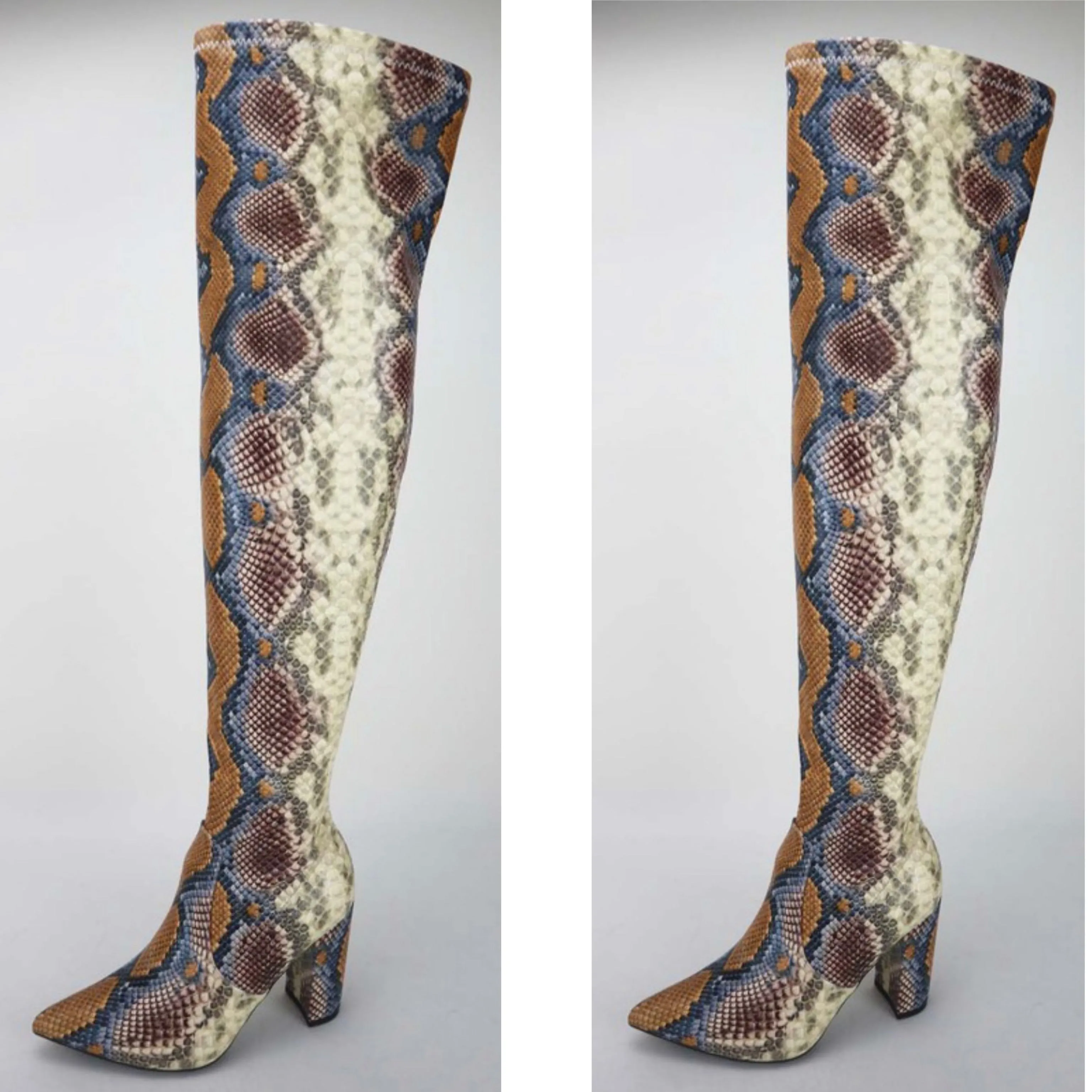 Snake Print Thigh High Boots