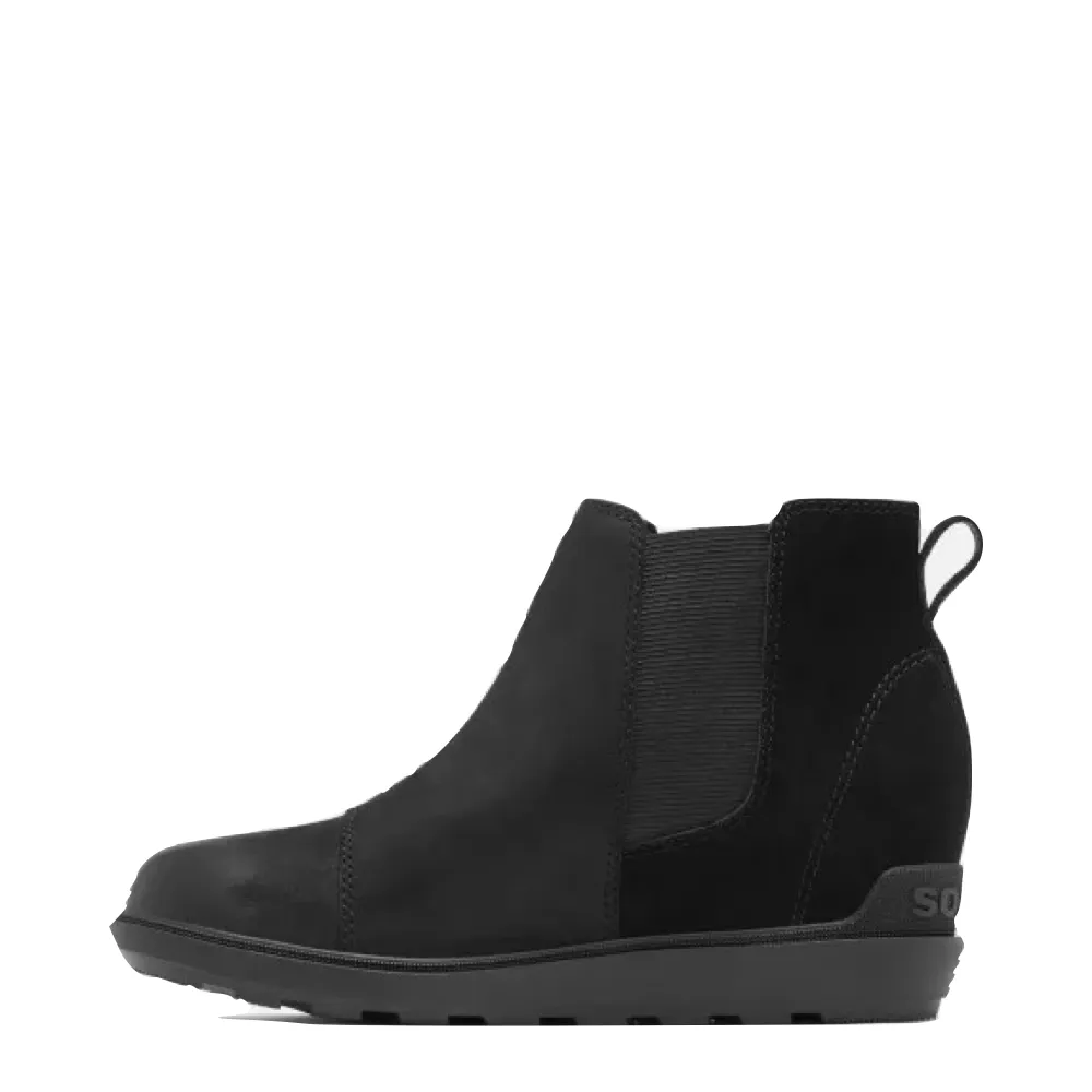 Sorel Women's Evie II Waterproof Wedge Chelsea Boot in Black/Sea Salt