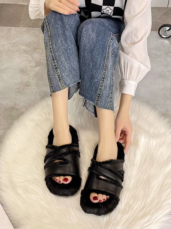 Split-Joint Velvet Slippers