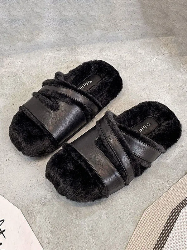 Split-Joint Velvet Slippers