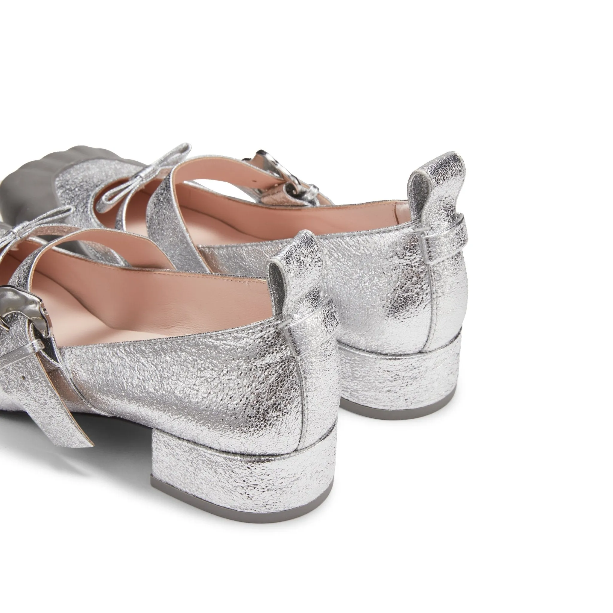 Square-toe Ballet Shoes in Silver