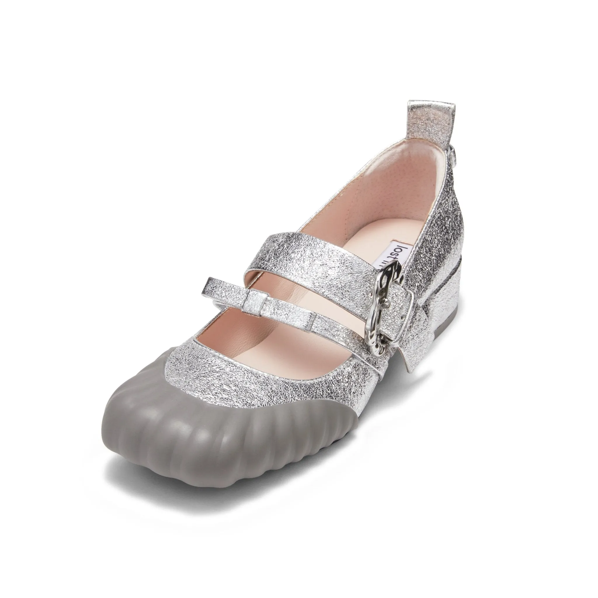 Square-toe Ballet Shoes in Silver