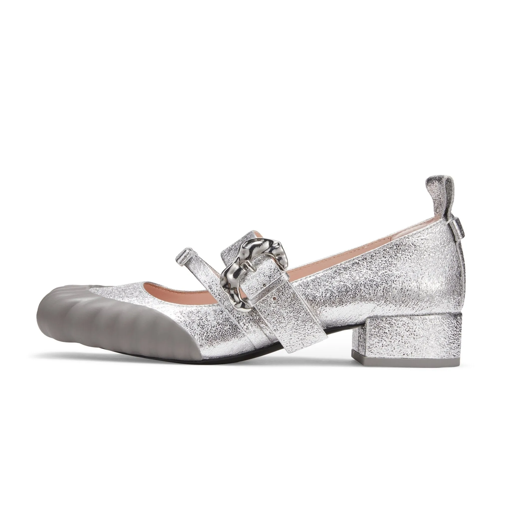 Square-toe Ballet Shoes in Silver