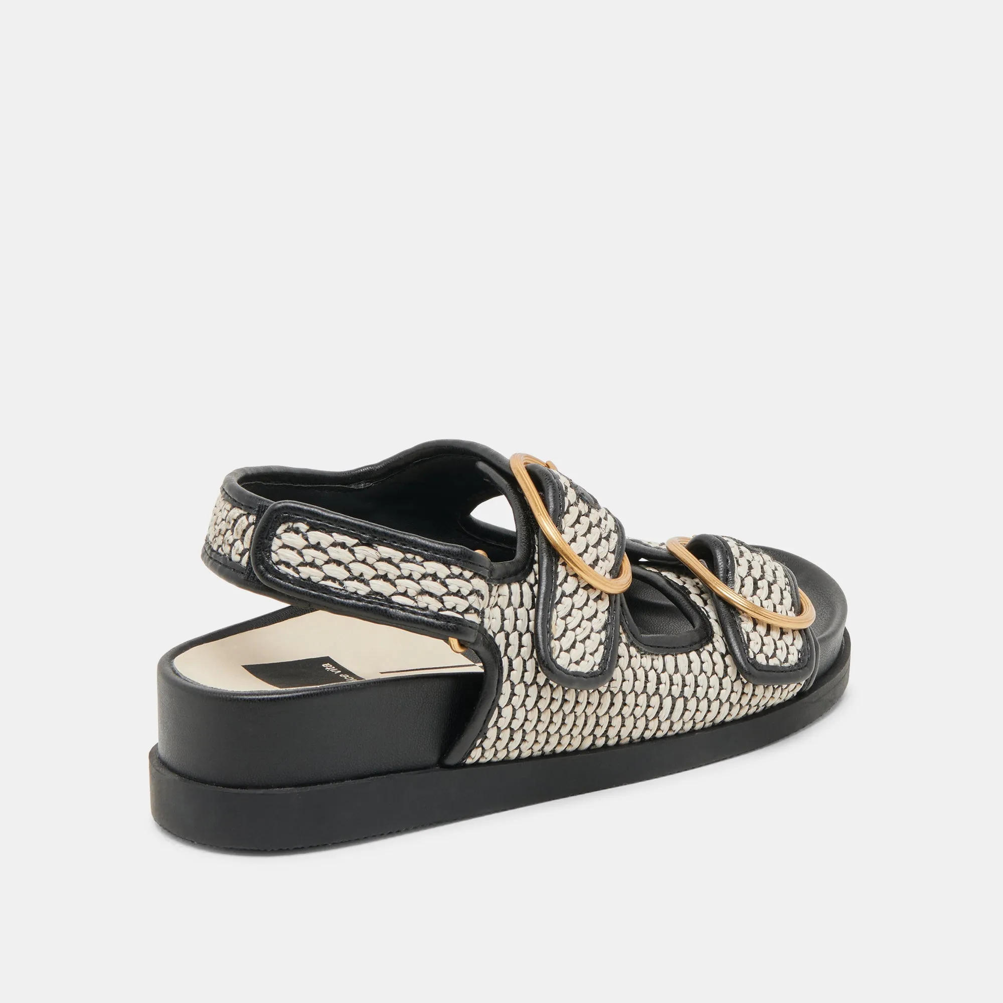 STARLA SANDALS BLACK NATURAL RAFFIA