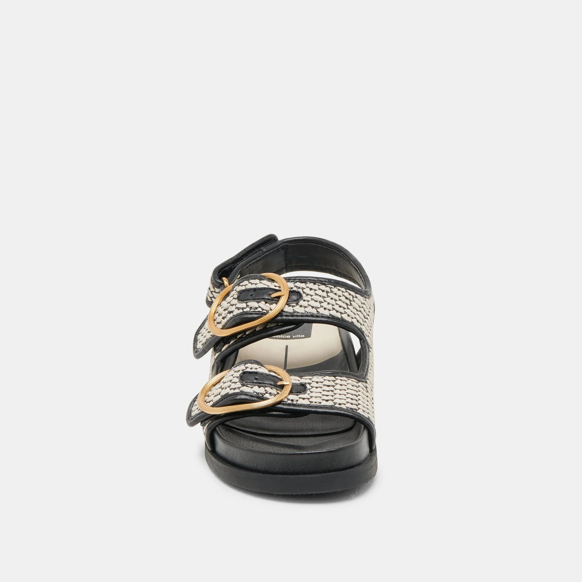 STARLA SANDALS BLACK NATURAL RAFFIA