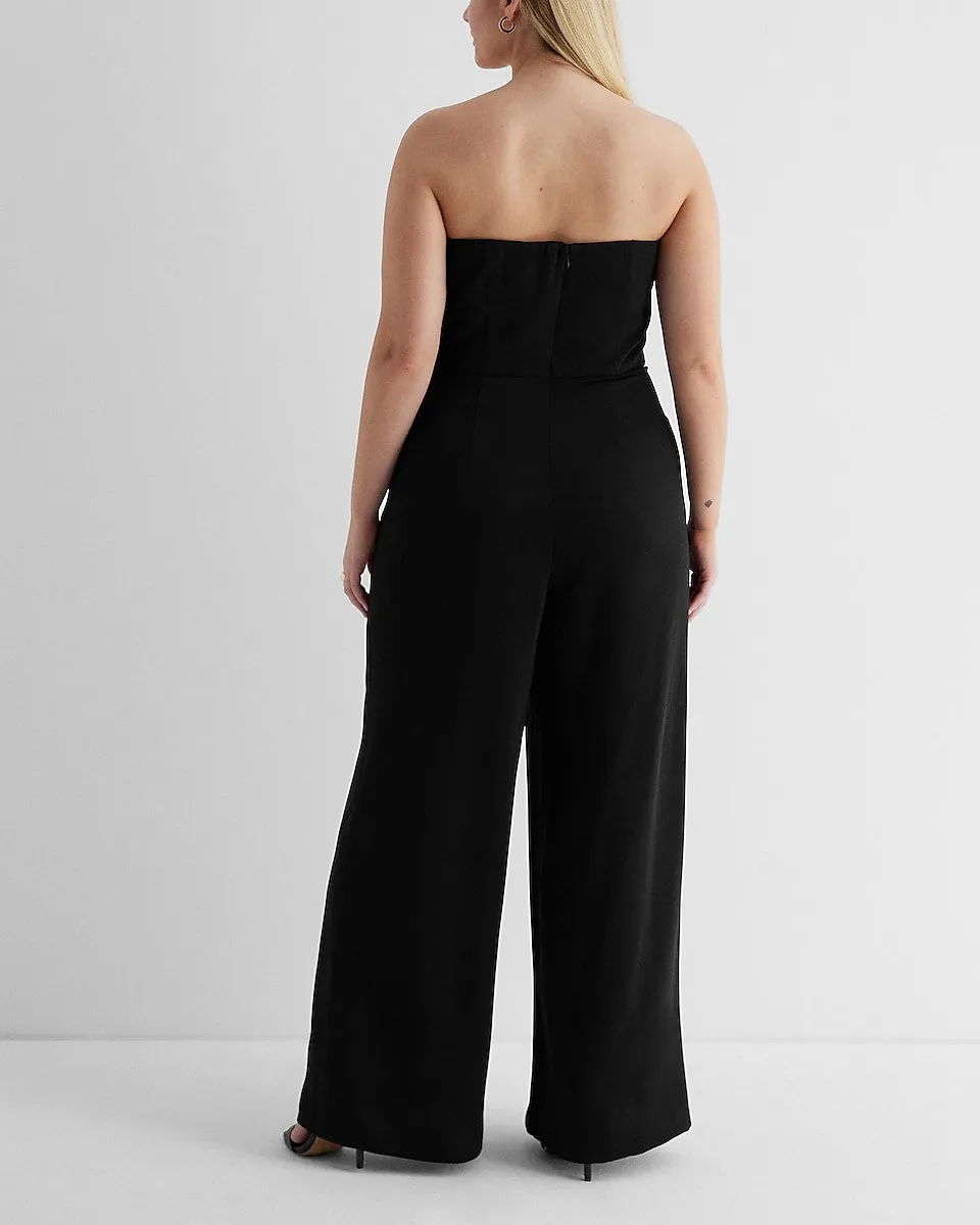 Strapless Wide Leg Jumpsuit in Pitch Black