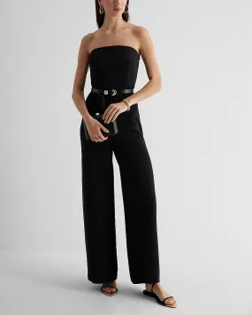 Strapless Wide Leg Jumpsuit in Pitch Black