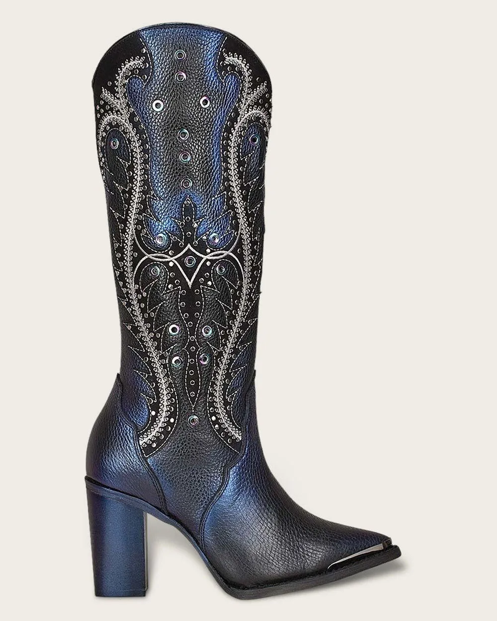 Tall western style blued boot