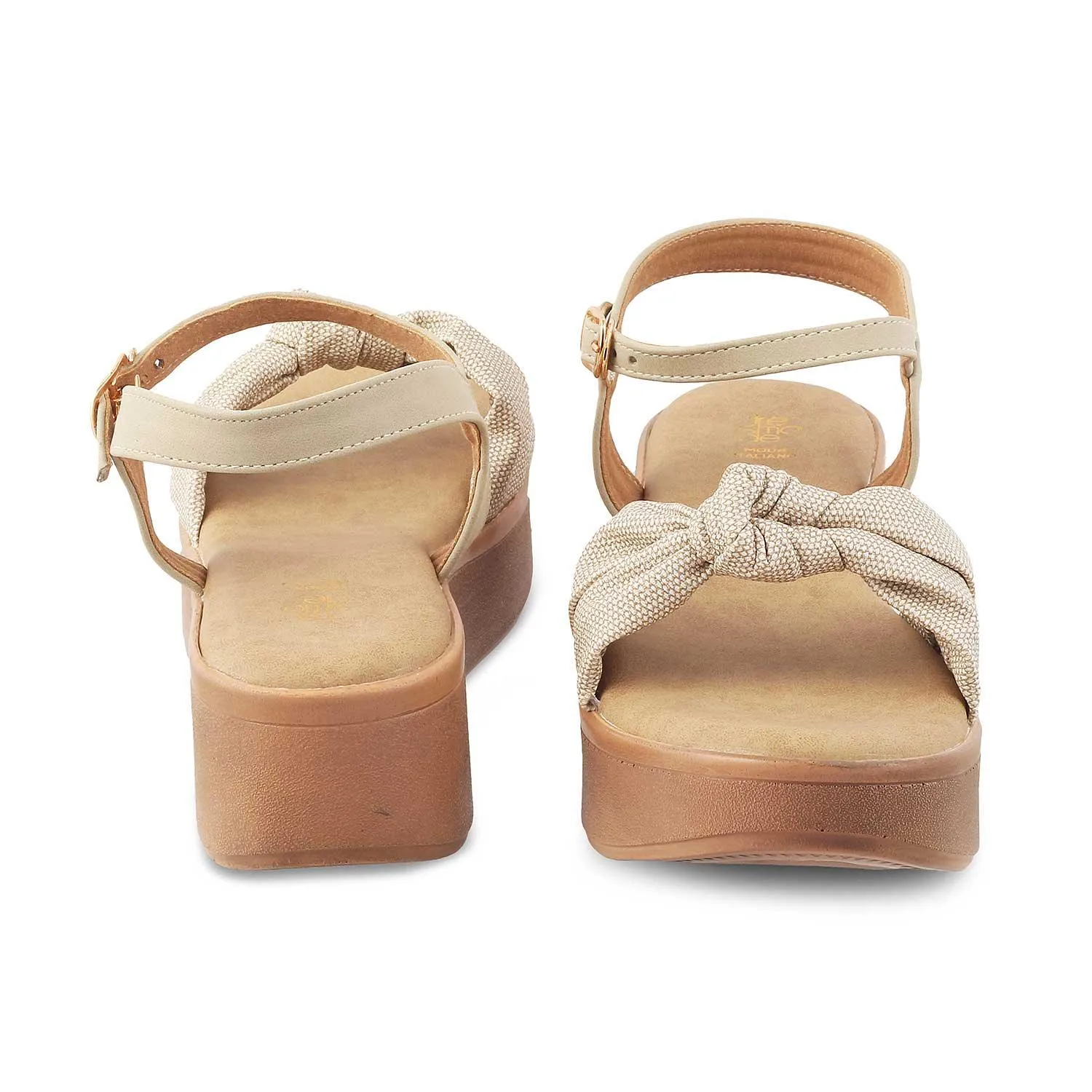 The Brera Beige Women's Platform Wedge Sandals Tresmode