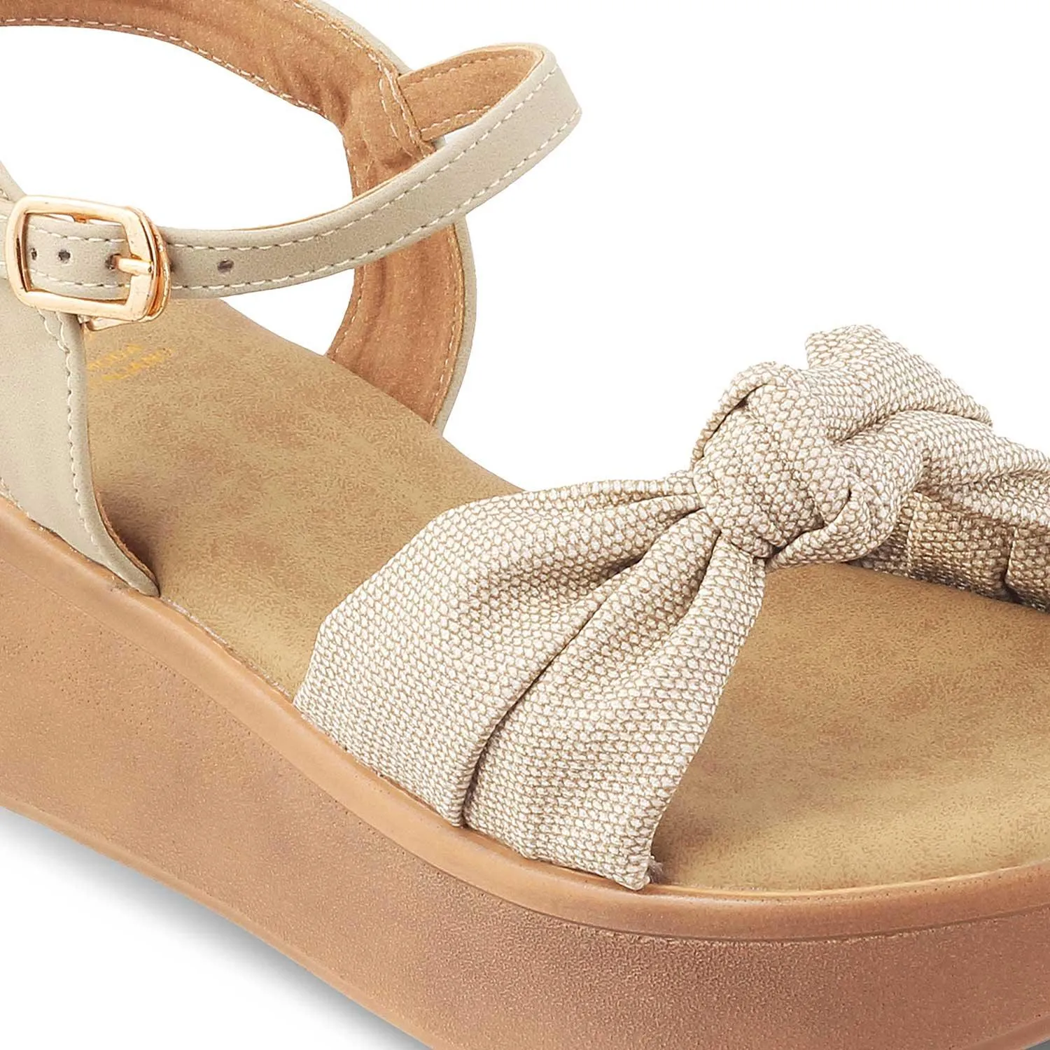 The Brera Beige Women's Platform Wedge Sandals Tresmode