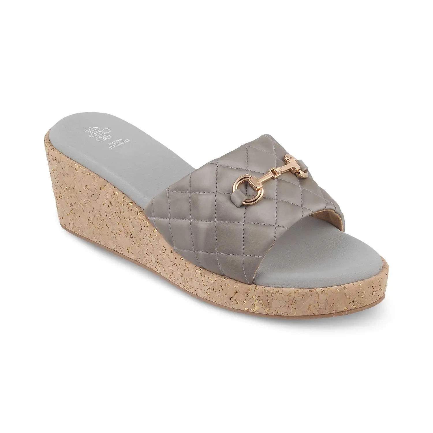 The Ela Grey Women's Dress Wedge Sandals Tresmode