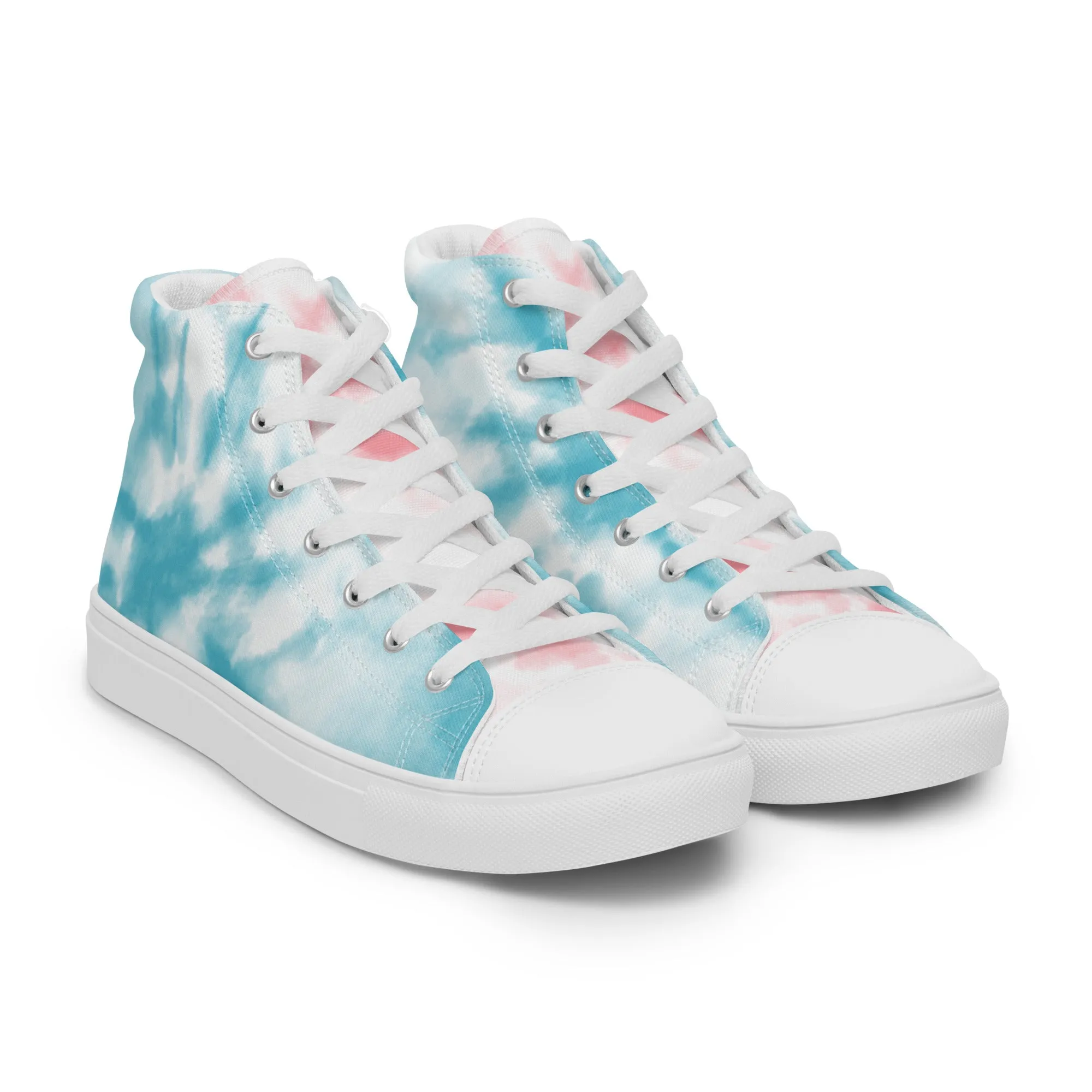 Tie Dyed Trans Pride High Top Trainers (female sizes)