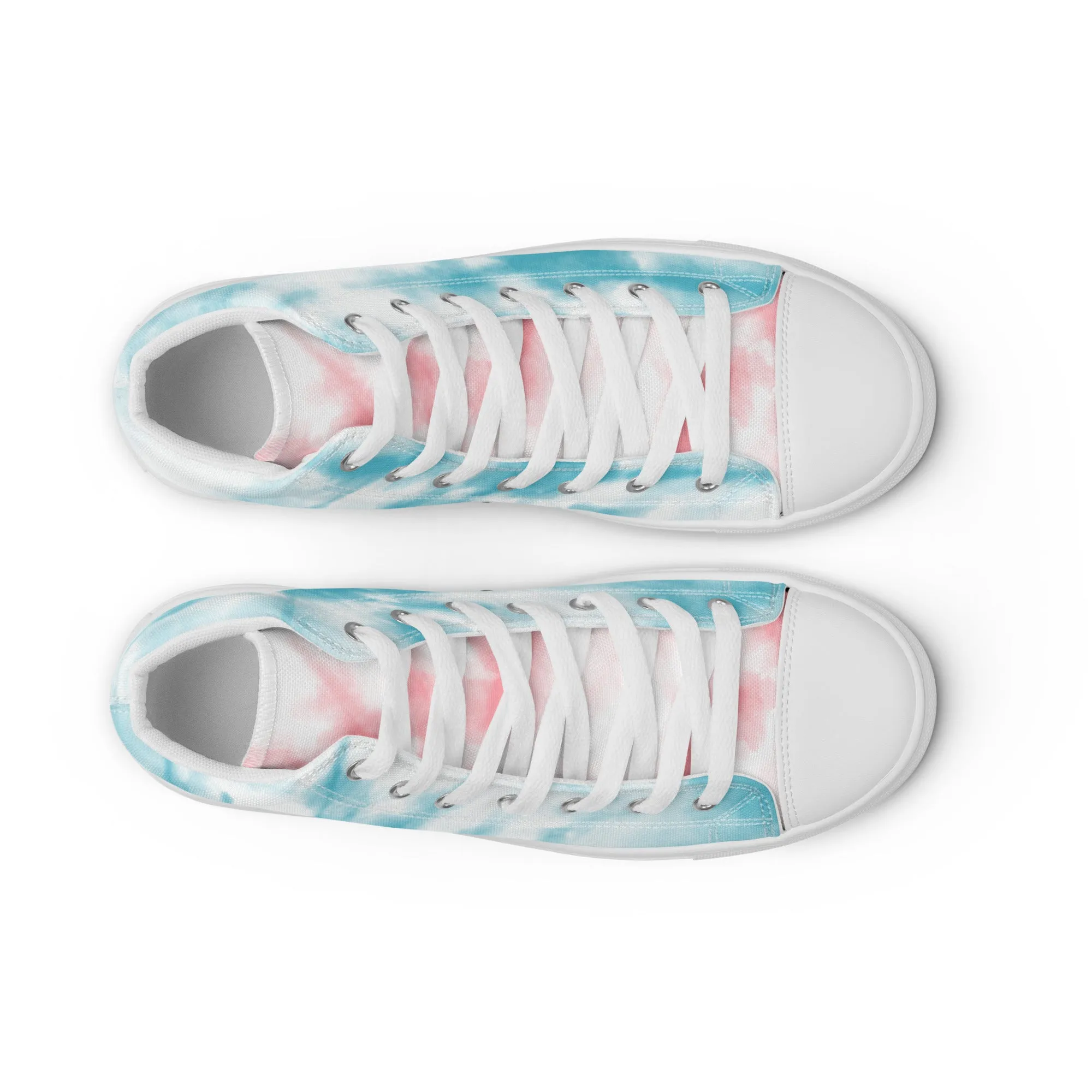 Tie Dyed Trans Pride High Top Trainers (female sizes)