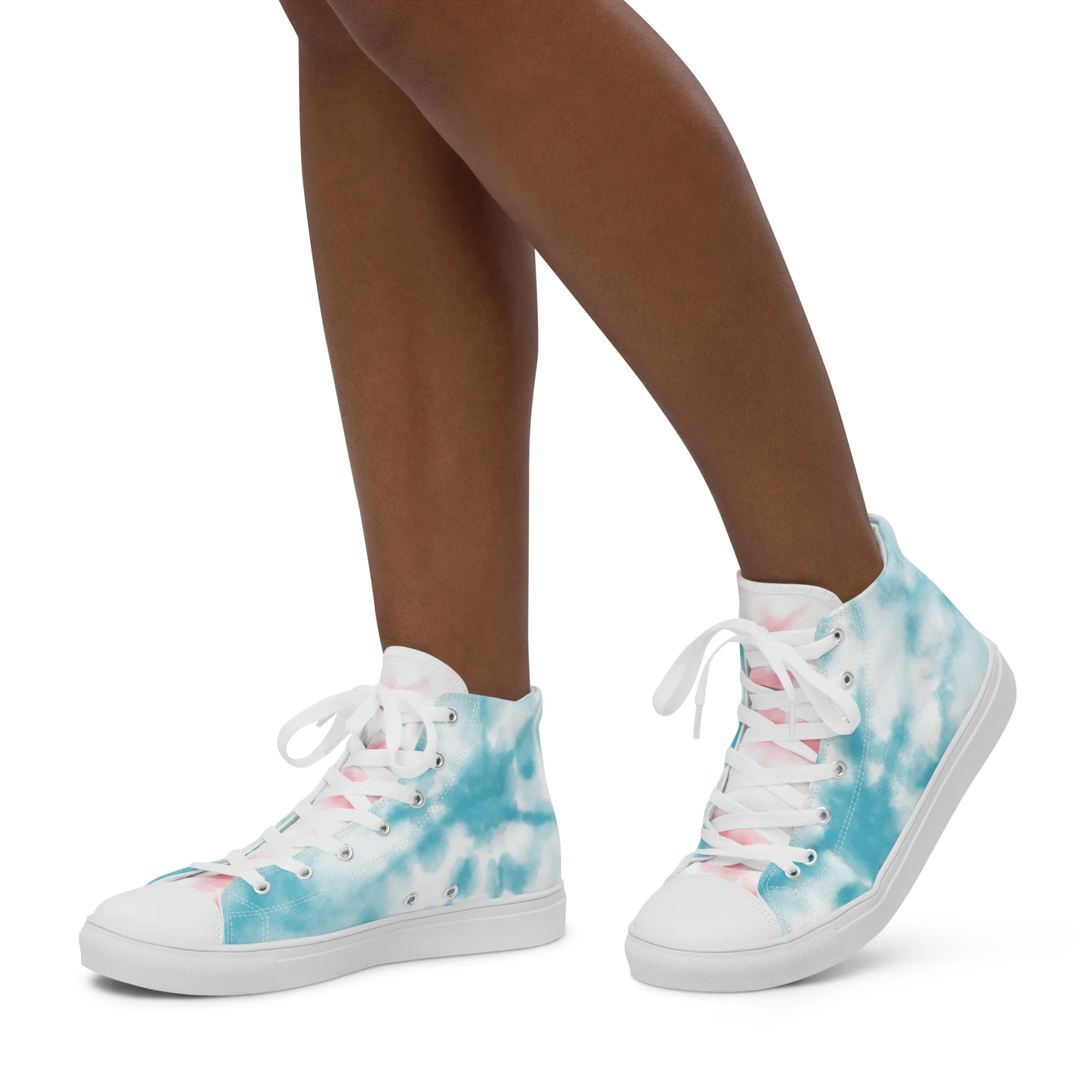 Tie Dyed Trans Pride High Top Trainers (female sizes)