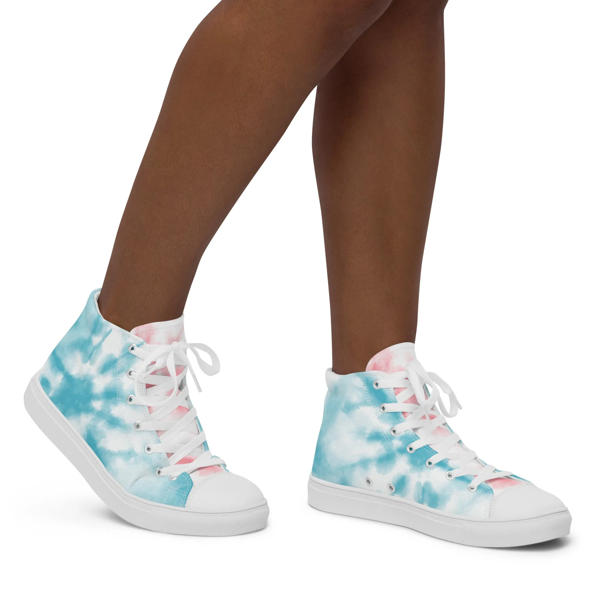 Tie Dyed Trans Pride High Top Trainers (female sizes)