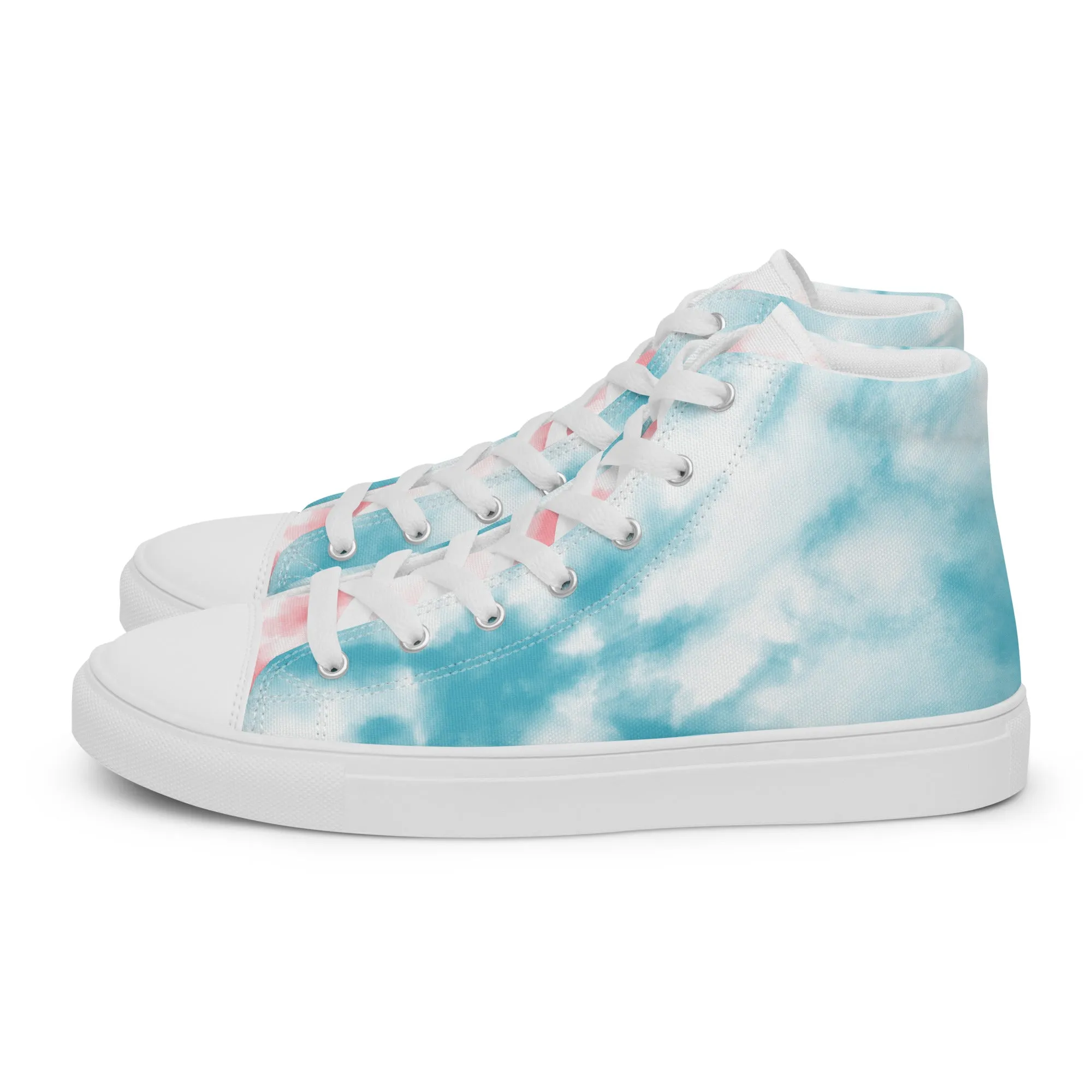 Tie Dyed Trans Pride High Top Trainers (female sizes)